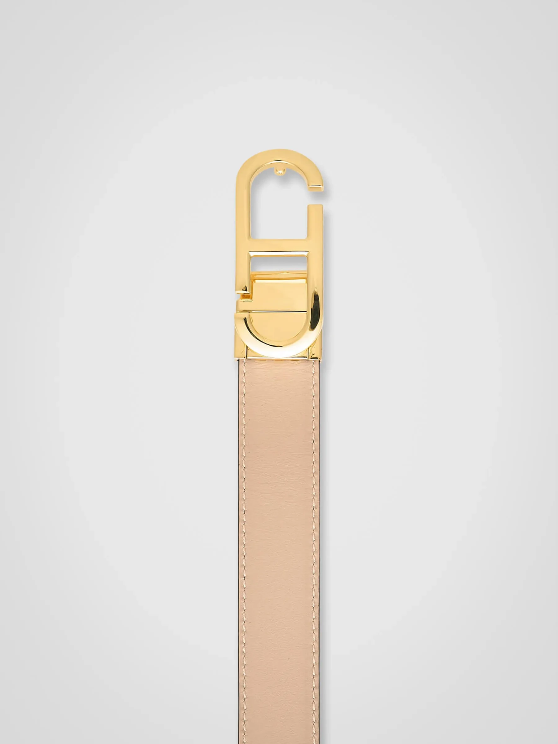 Leren Dames Riem Reversible Zwart Taupe Goud Trophy Buckle
