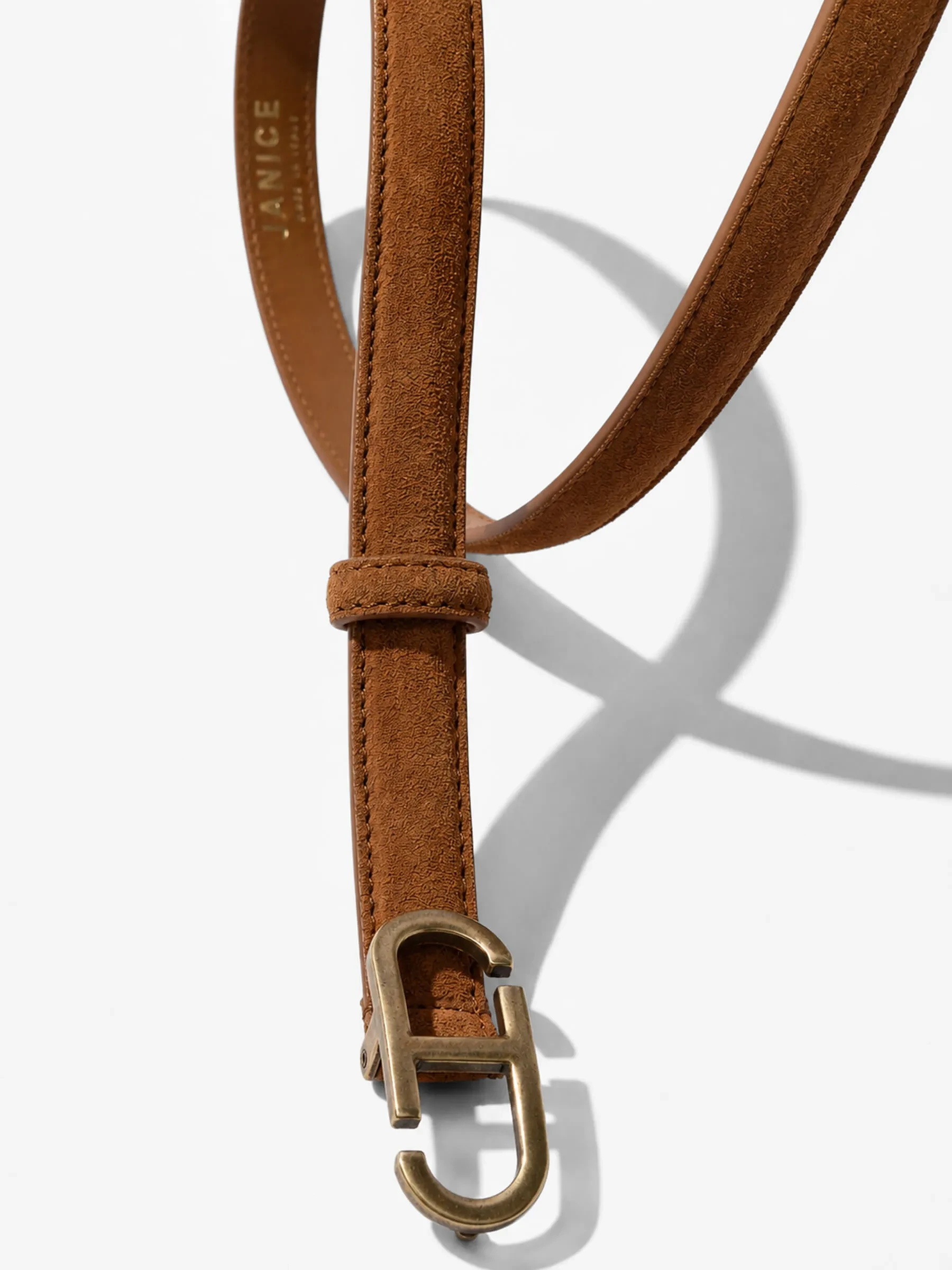 Leren Dames Riem Trophy Brass Cognac Suede