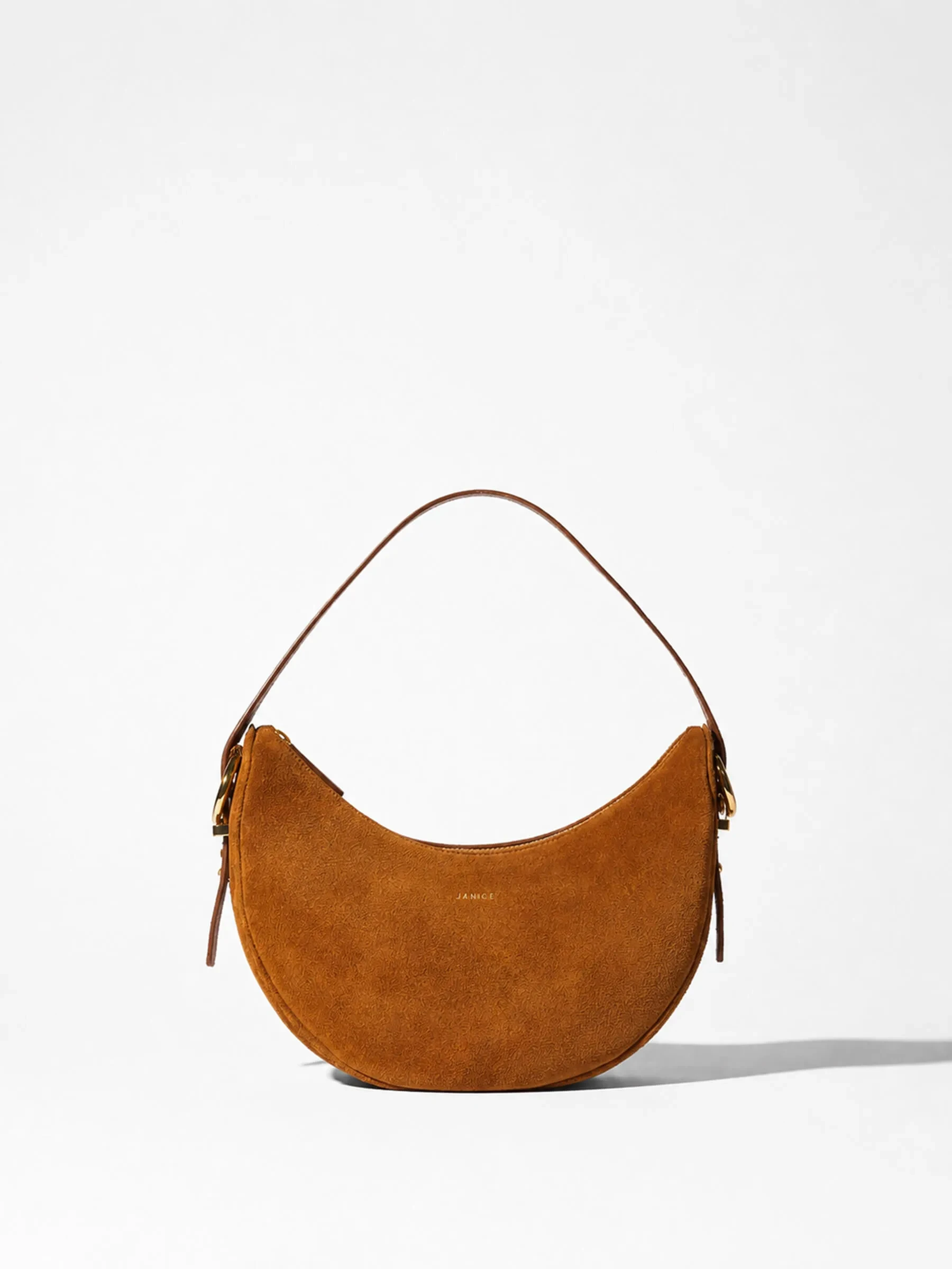 Leren Dames Schoudertas Suede Clyde Cognac