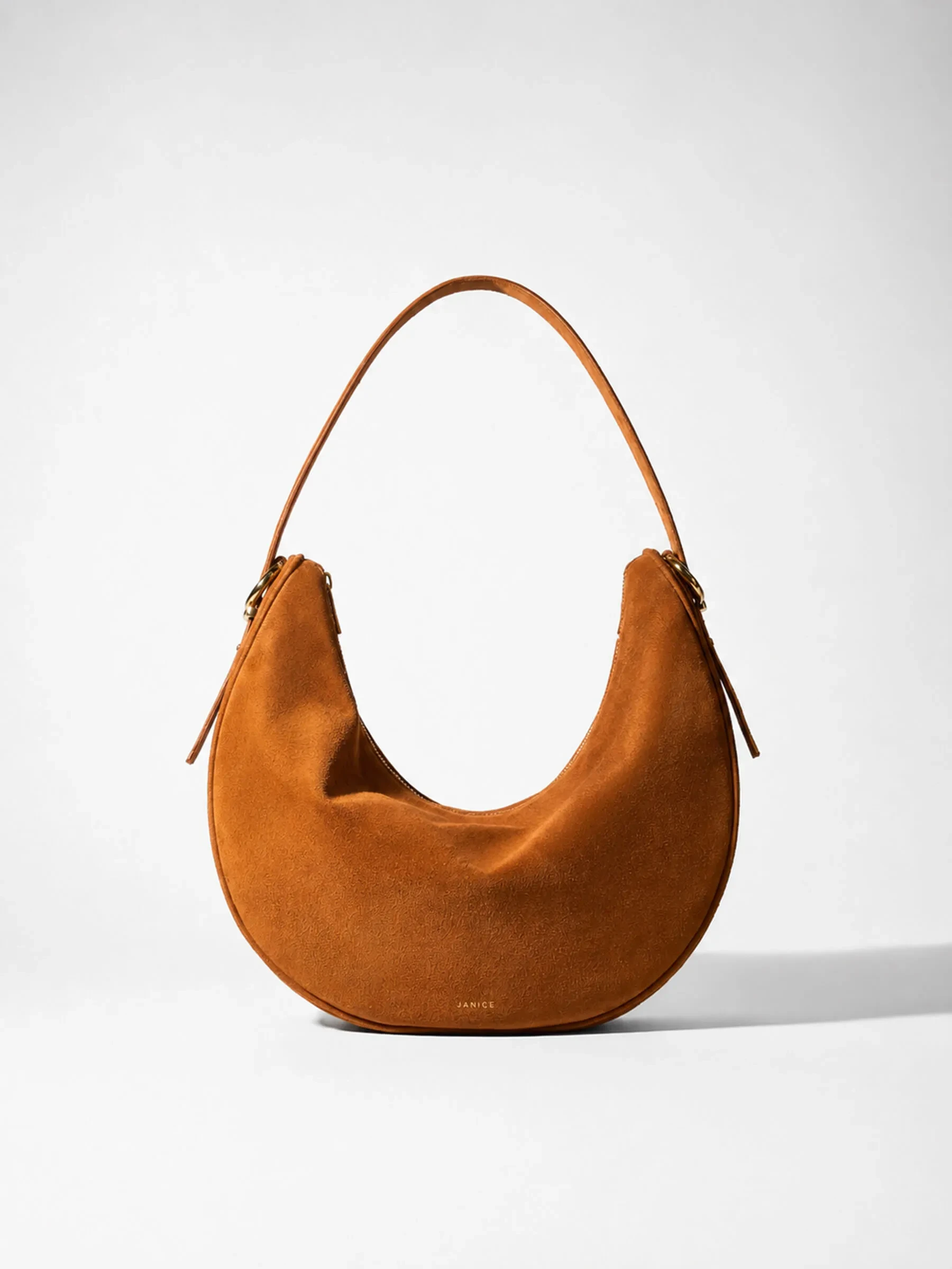 Leren Dames Schoudertas Suede Oregon Cognac