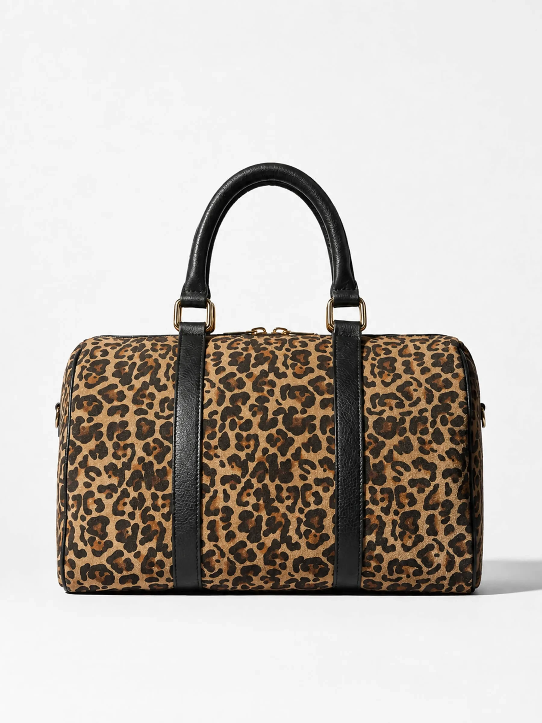 Leren Dames Tas Bowling Bag Suede Wade Panterprint