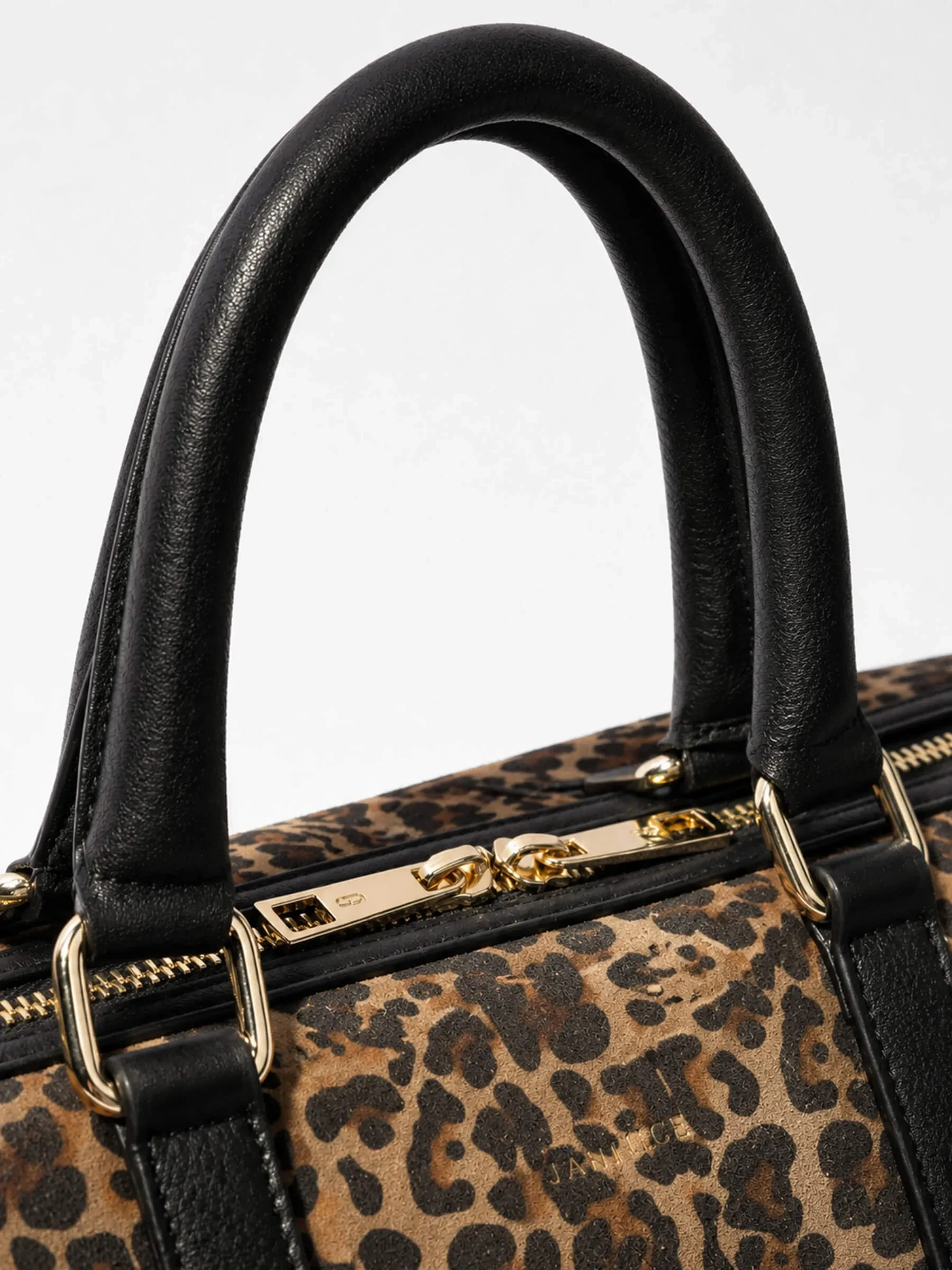 Leren Dames Tas Bowling Bag Suede Wade Panterprint