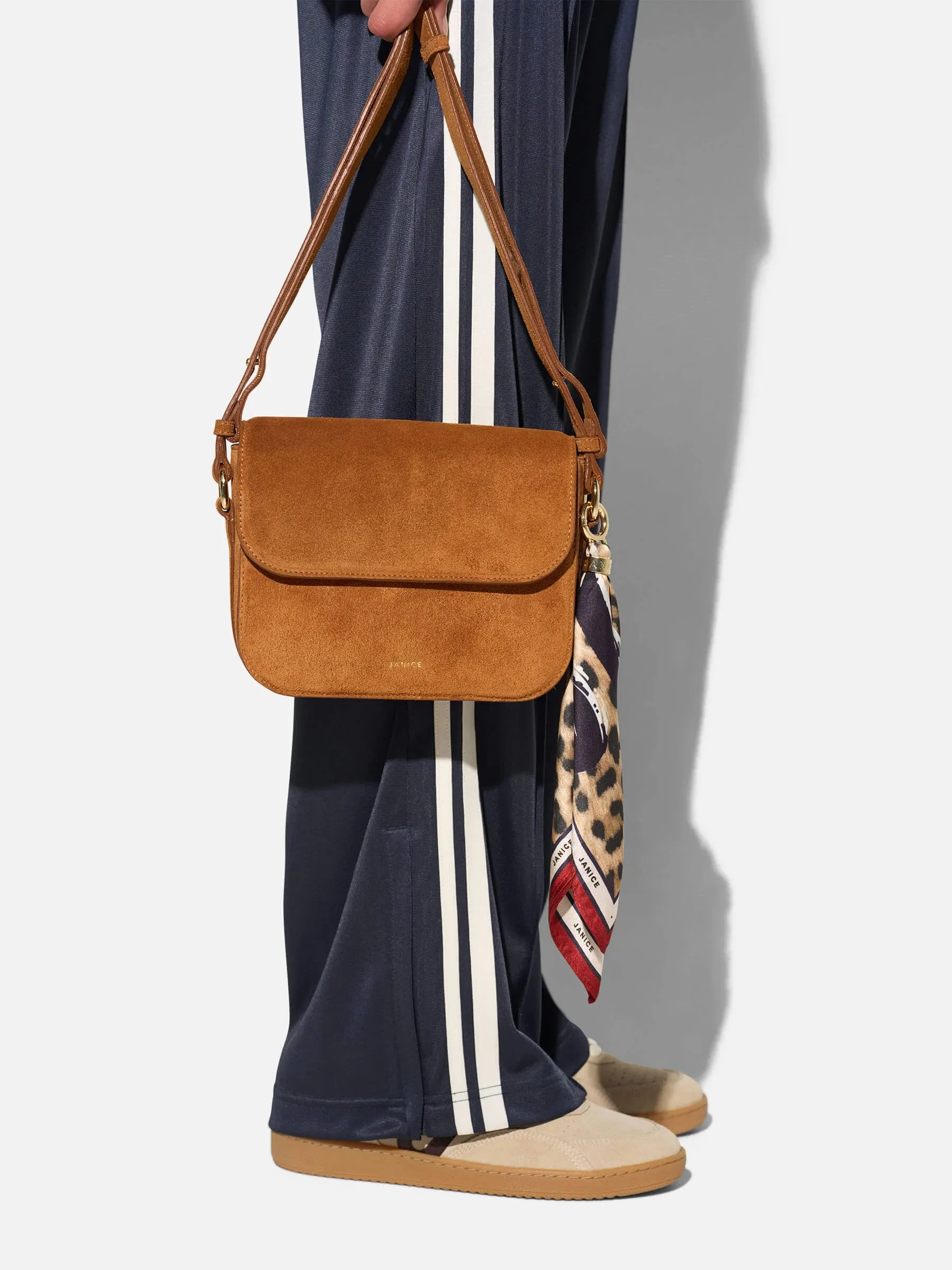 Leren Dames Tas Elias Cognac Suede