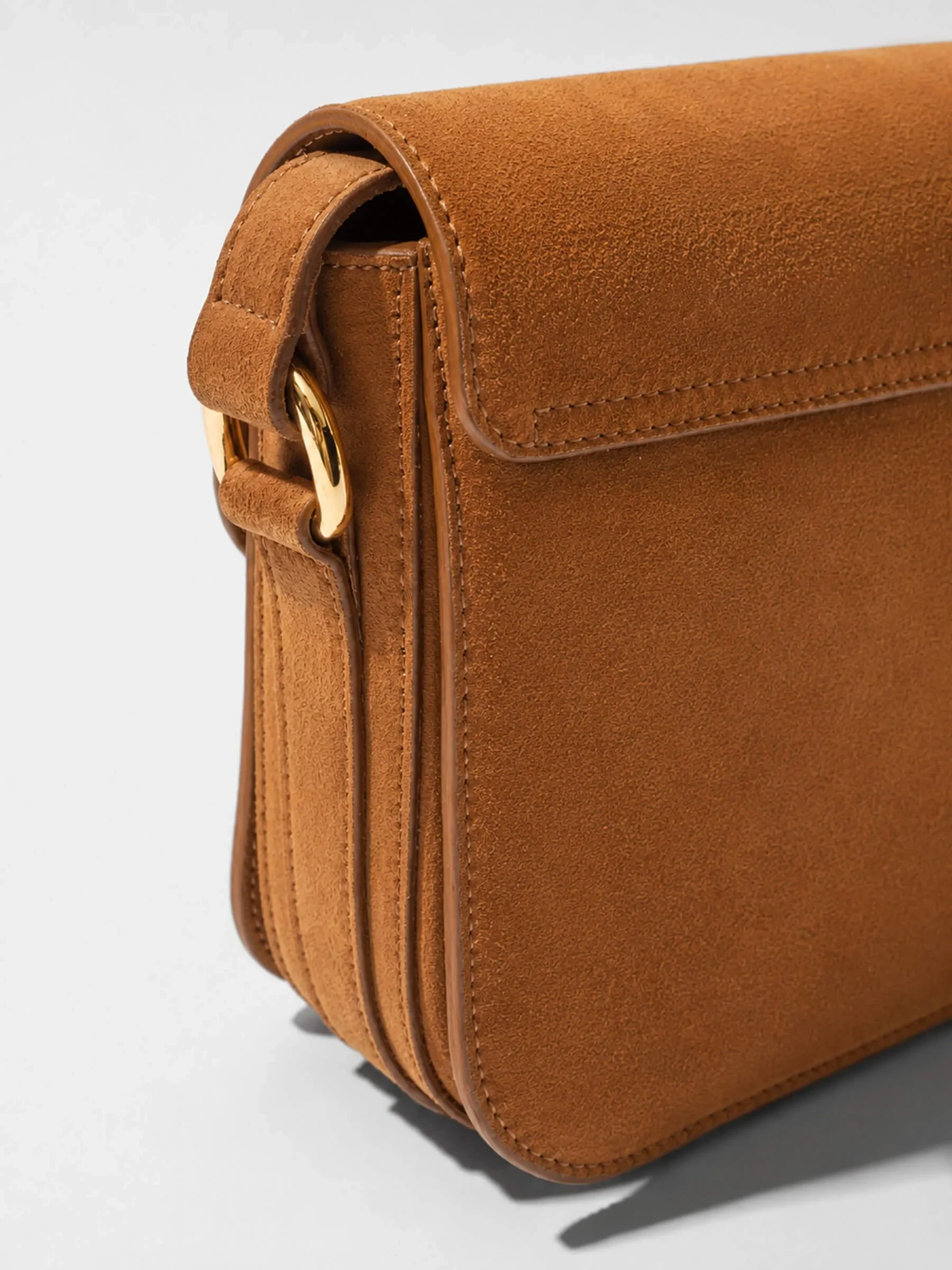 Leren Dames Tas Elias Cognac Suede