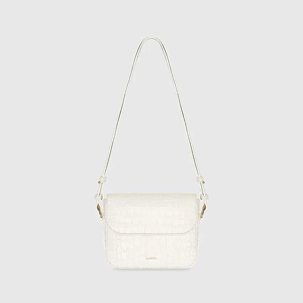 Leren Dames Tas Elias Croco Off White