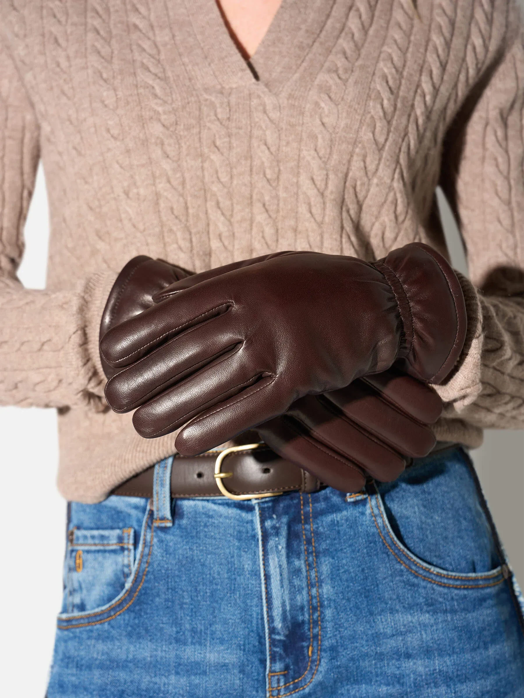 Leren Handschoenen Dames Hawk Bruin