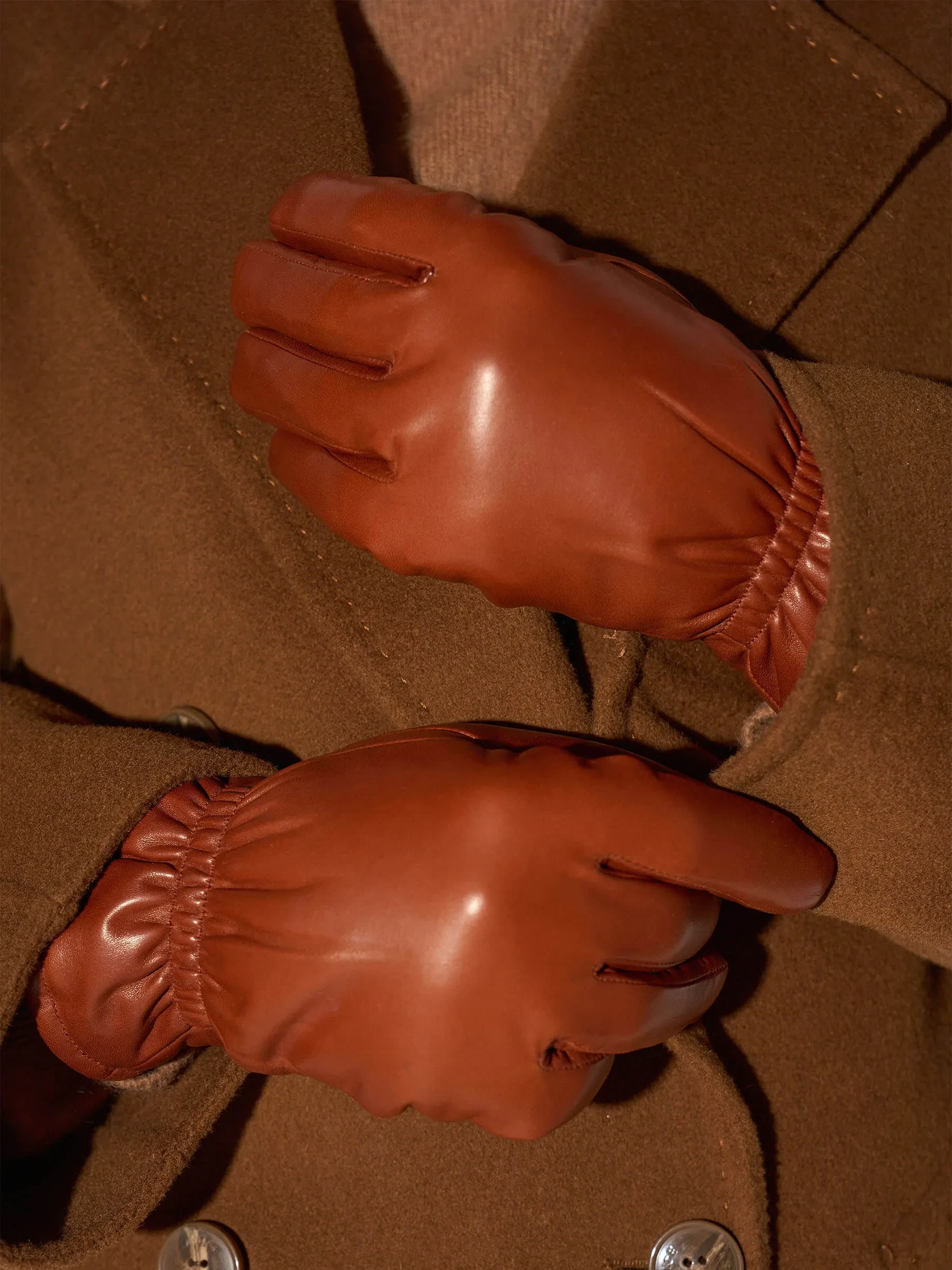 Leren Handschoenen Dames Hawk Cognac