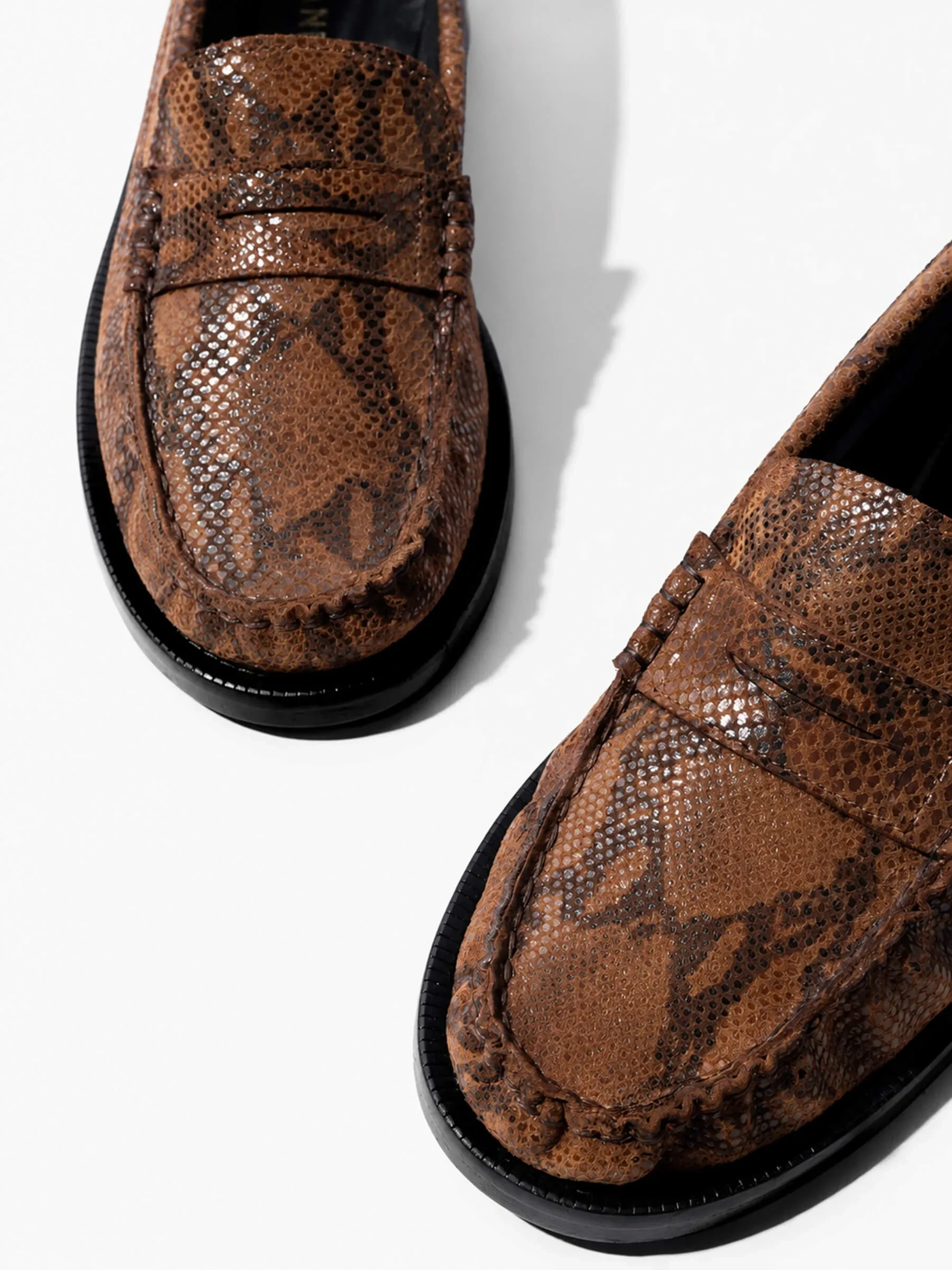 Leren Penny Loafer Dames Sevan Slangenprint