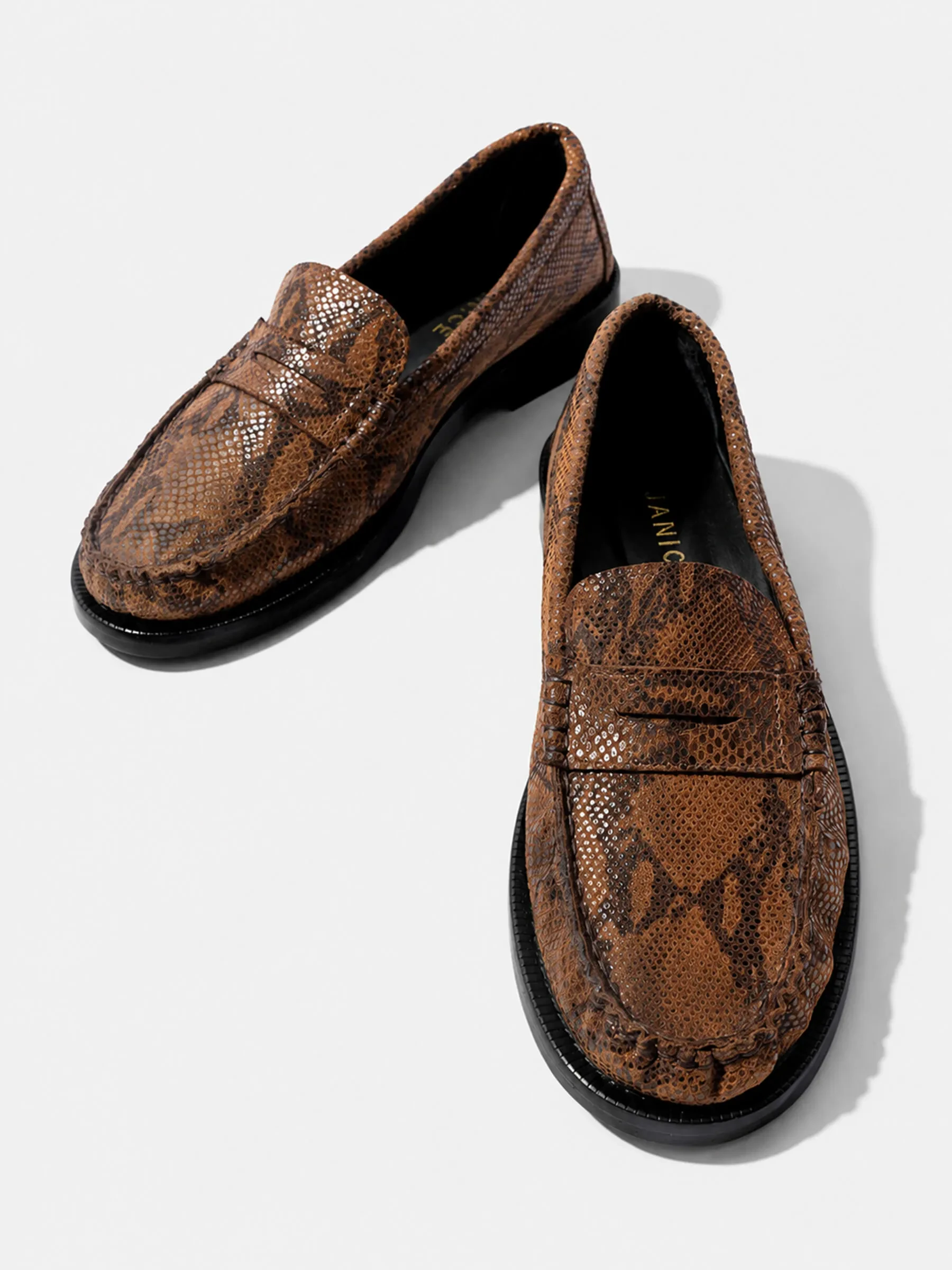Leren Penny Loafer Dames Sevan Slangenprint