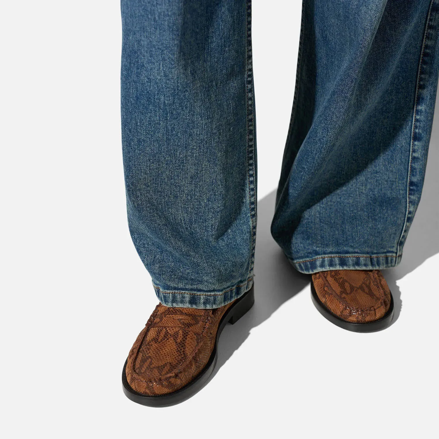 Leren Penny Loafer Dames Sevan Slangenprint