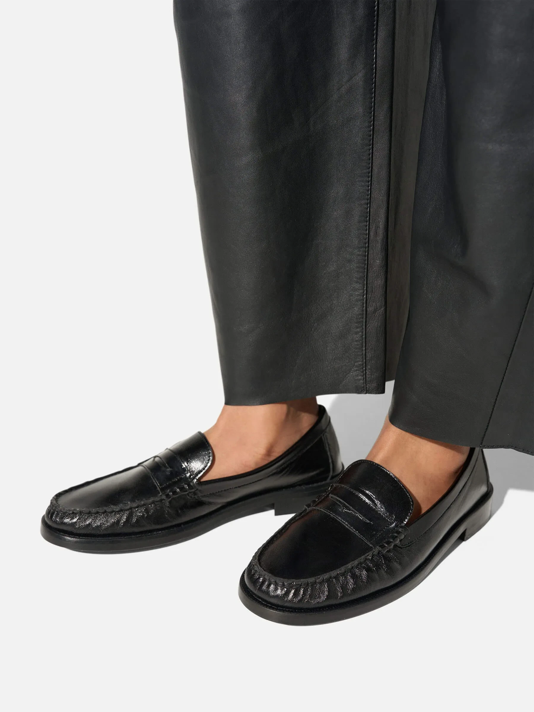 Leren Penny Loafer Dames Sevan Zwart