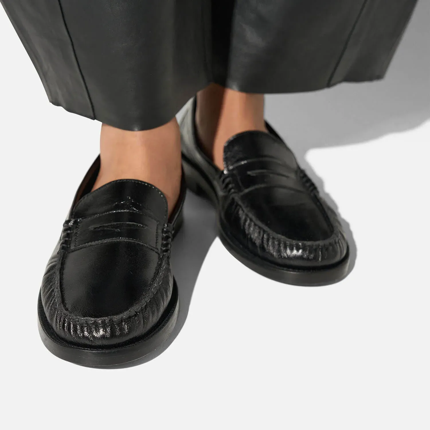 Leren Penny Loafer Dames Sevan Zwart