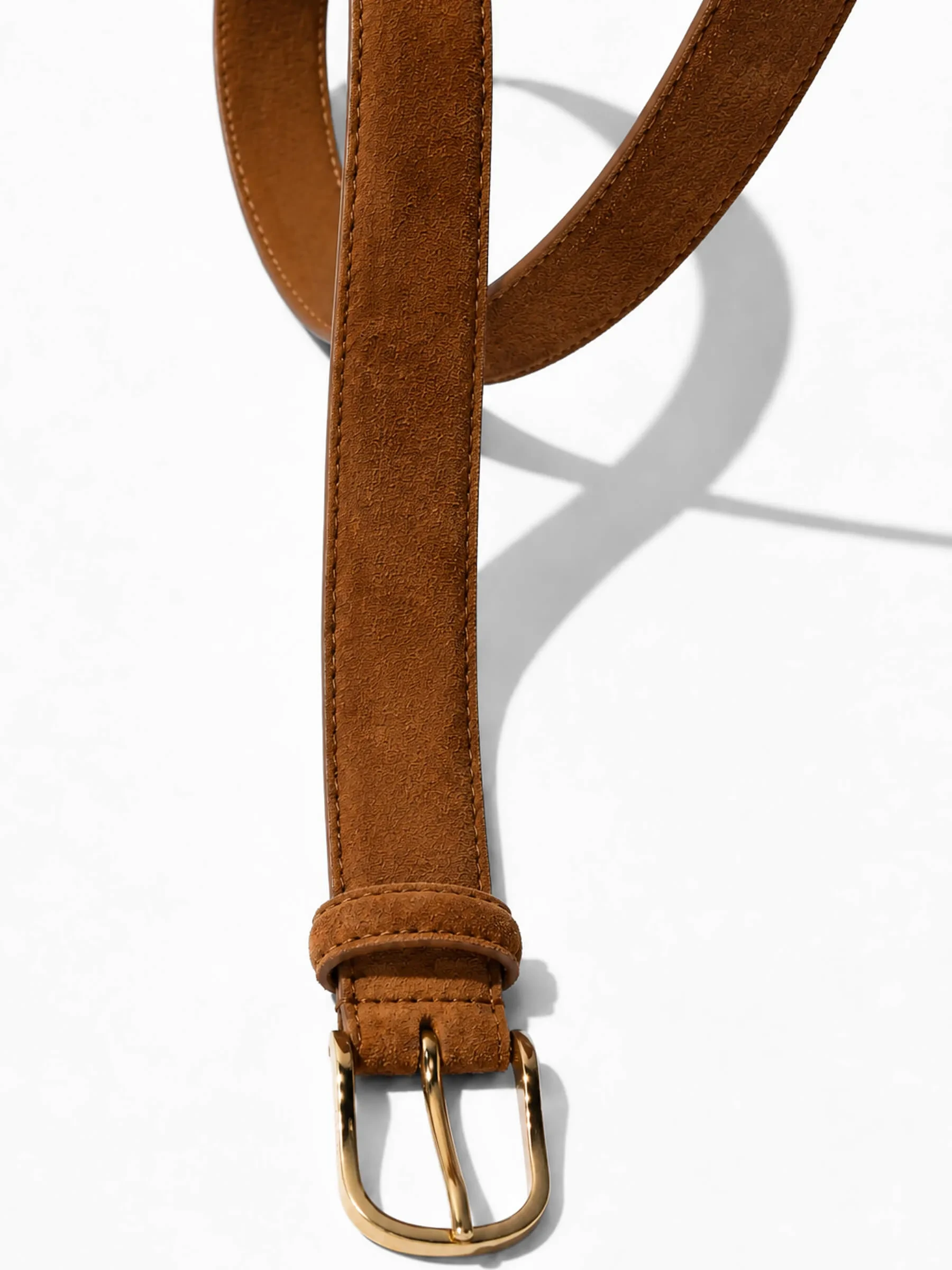 Leren Riem Dames Chase Goud Cognac Suede