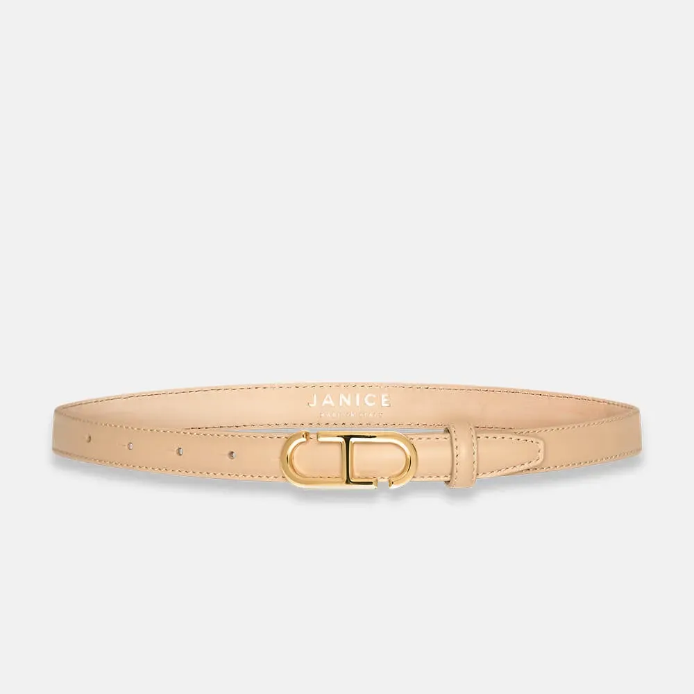 Leren Riem Dames Trophy Beige Gouden Buckle