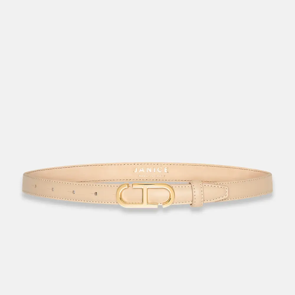 Leren Riem Dames Trophy Creme Gouden Buckle