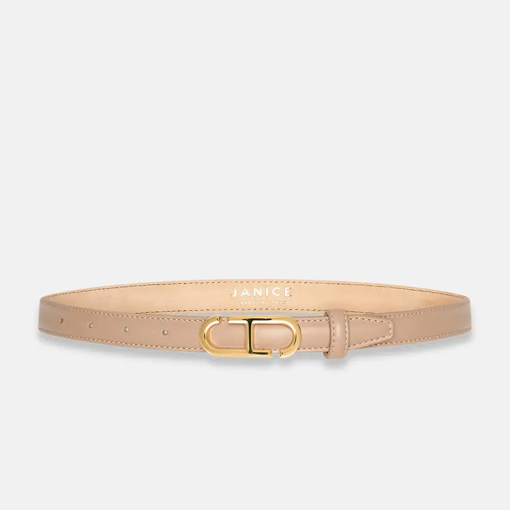 Leren Riem Dames Trophy Taupe Gouden Buckle