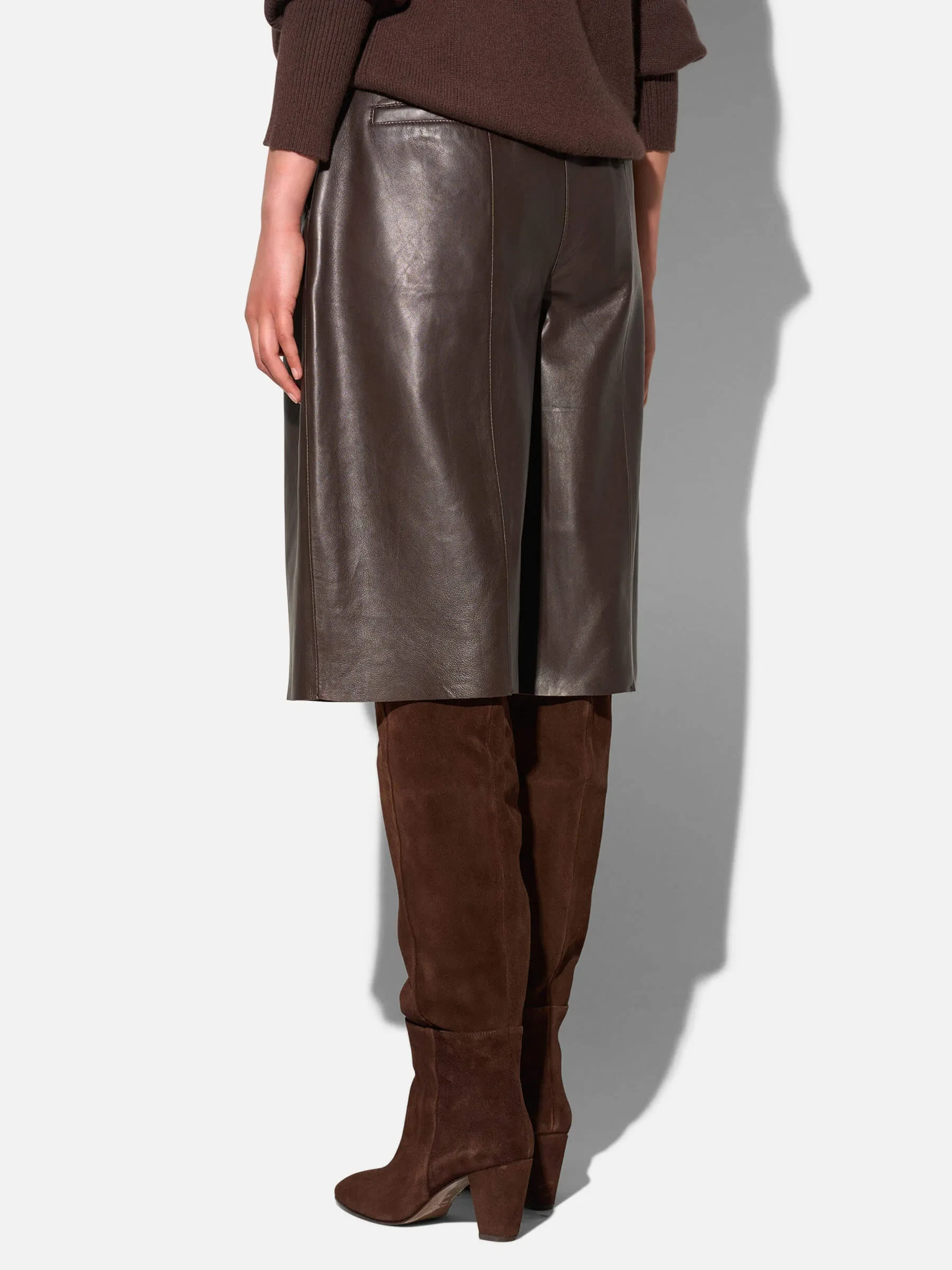Leren Short Dames Steekzakken Dime Bruin