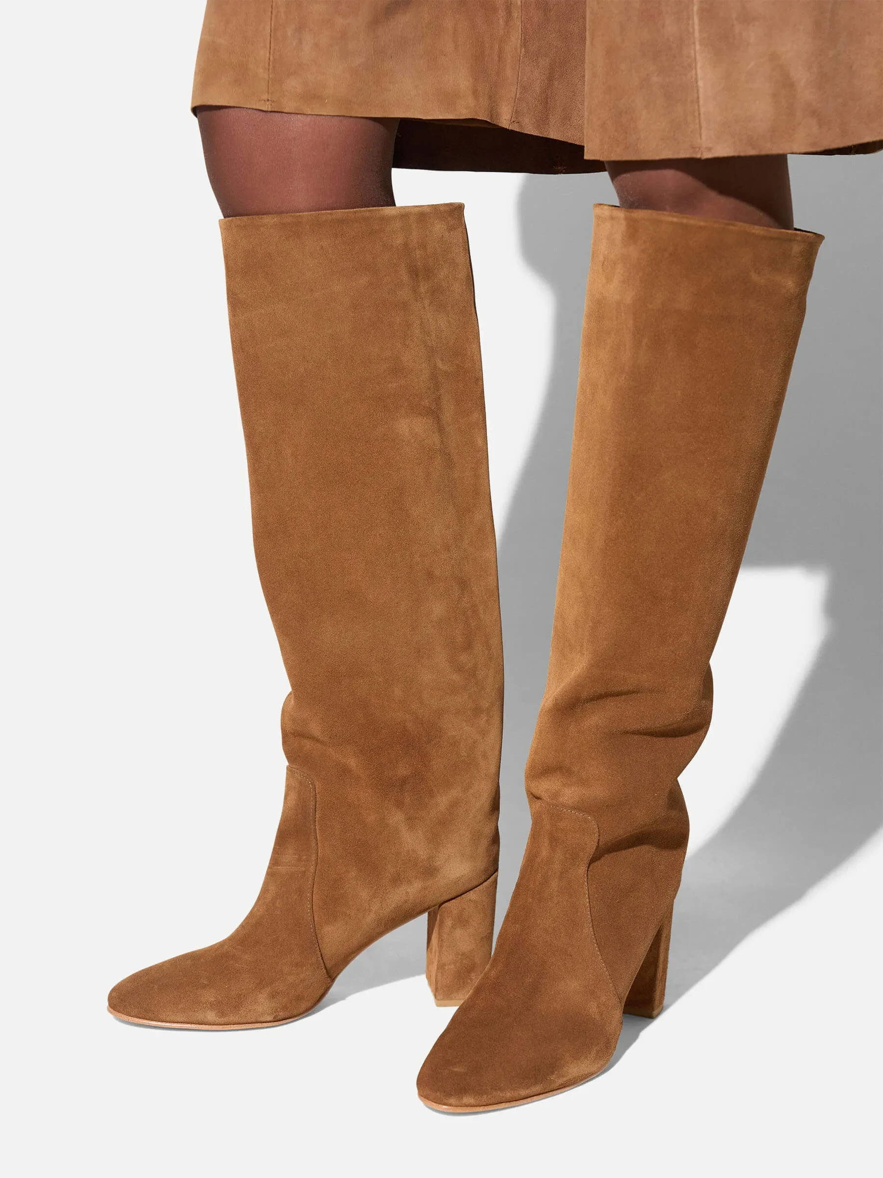 Leren Short Dames Steekzakken Dime Suede Tabacco