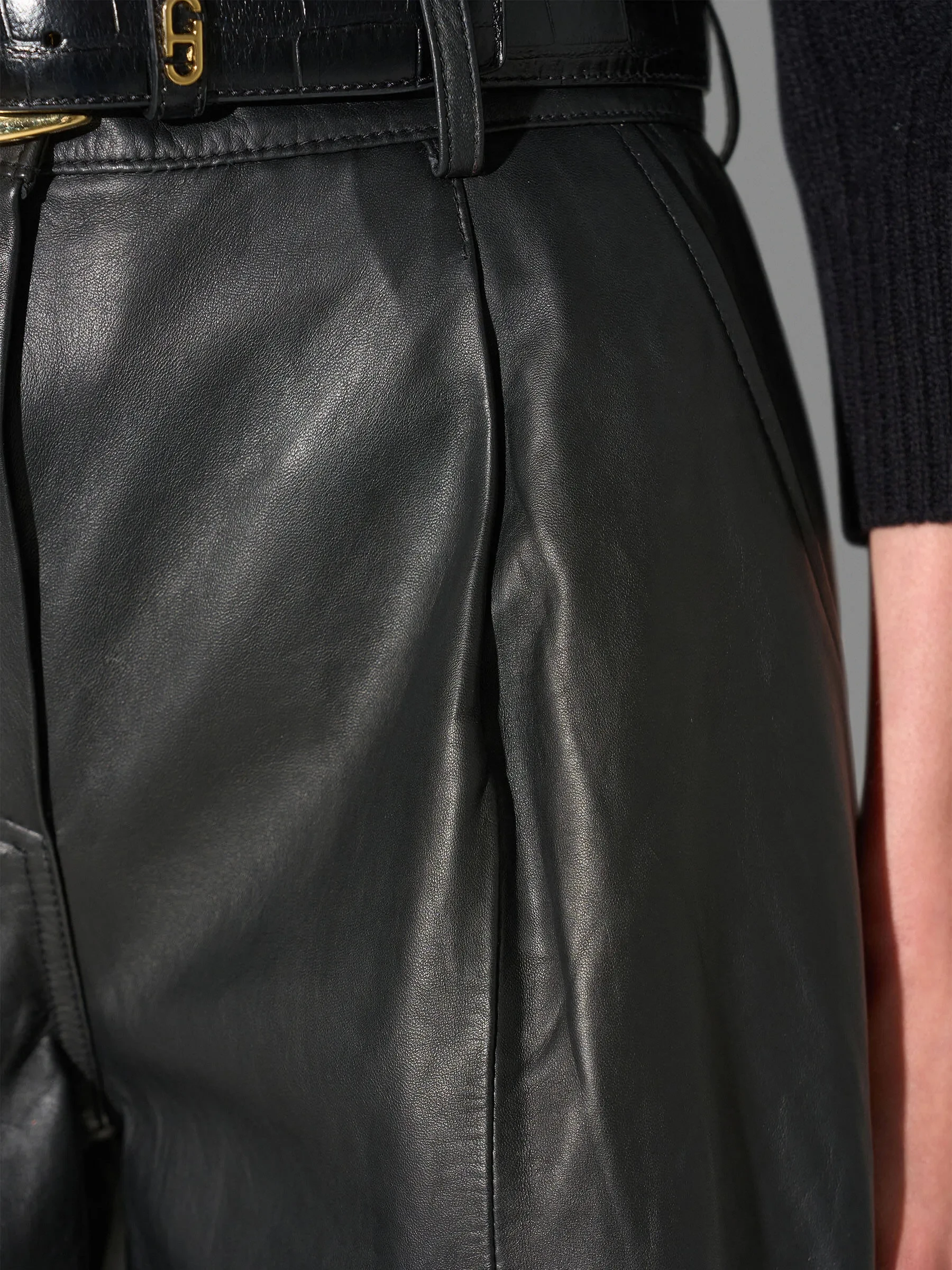 Leren Short Dames Steekzakken Lou Zwart