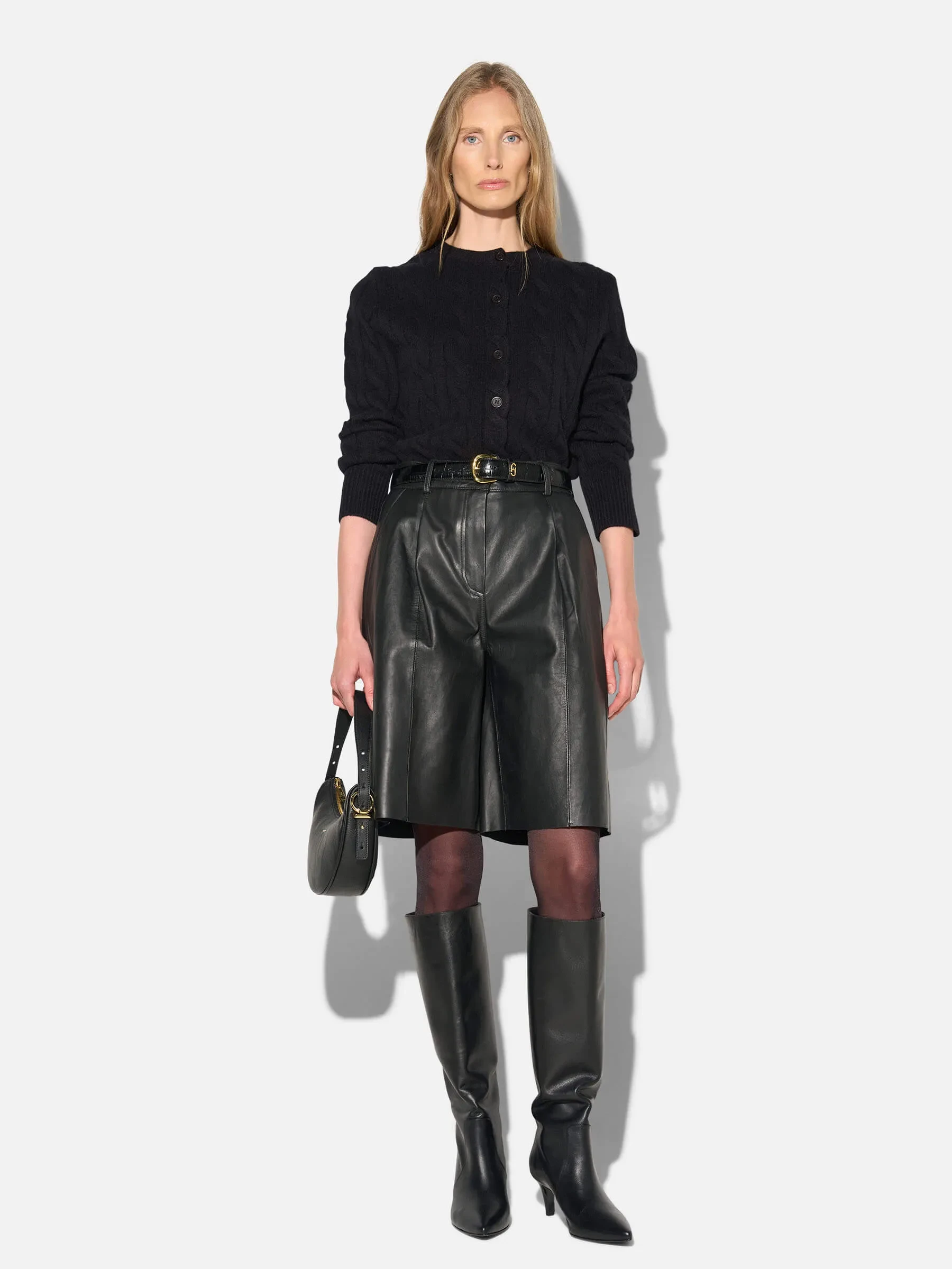 Leren Short Dames Steekzakken Lou Zwart