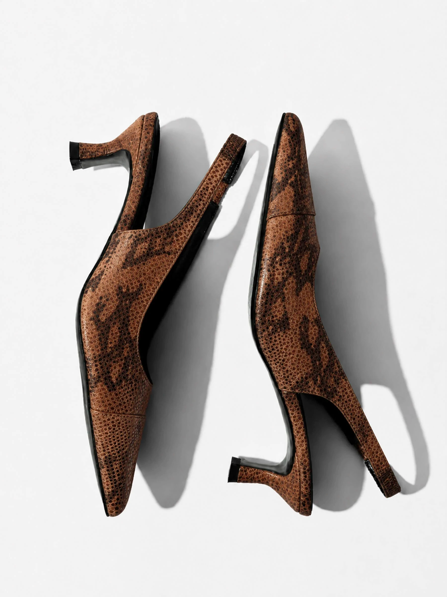 Leren Slingback Pumps Daylon Slangenprint Bruin