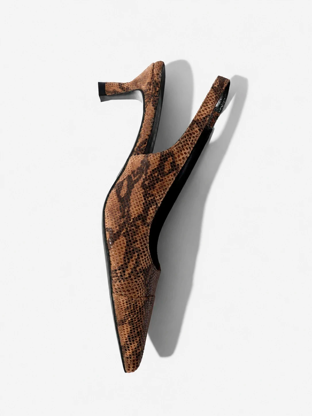 Leren Slingback Pumps Daylon Slangenprint Bruin