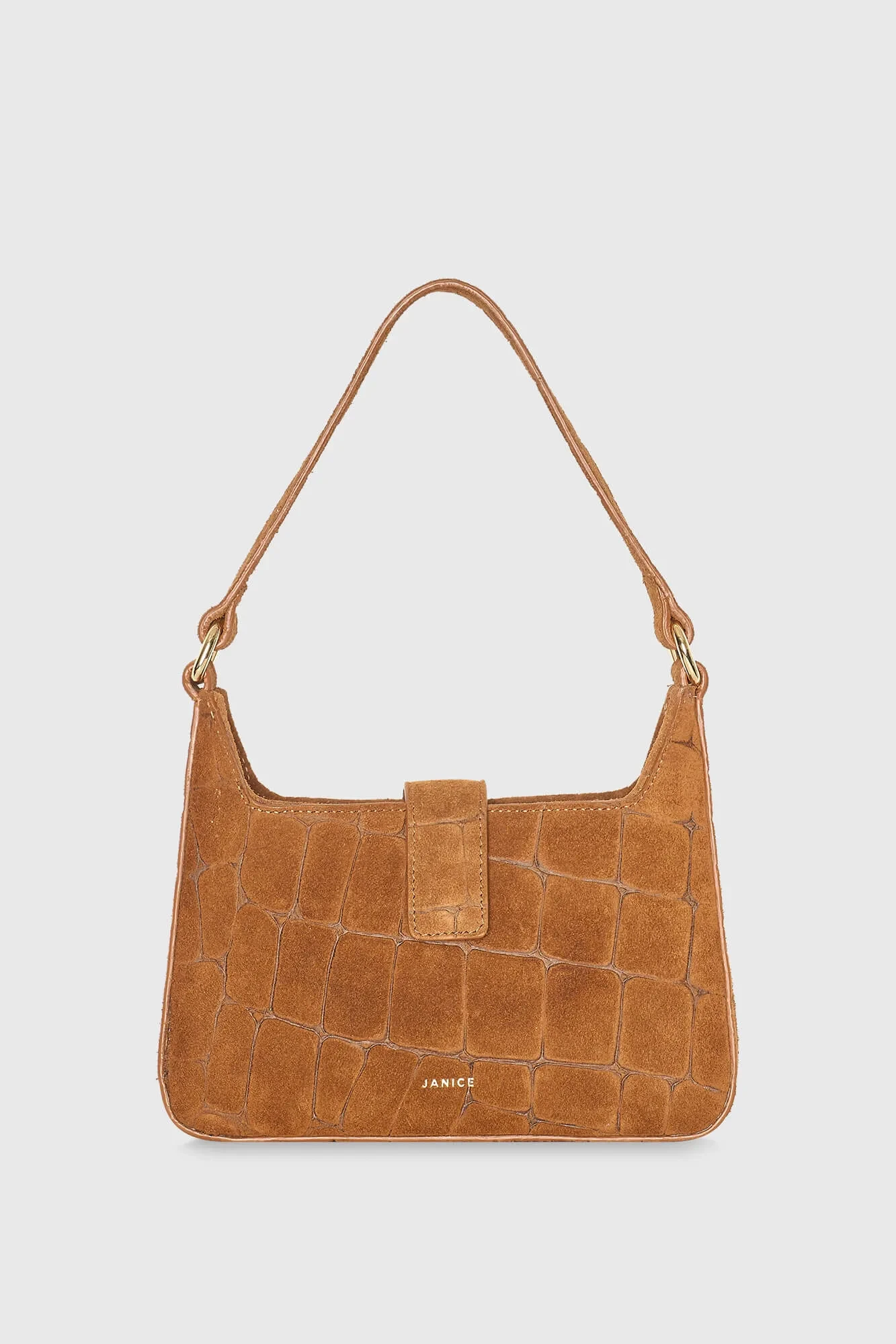 Leren Suede Handtas Camel Croco Conan