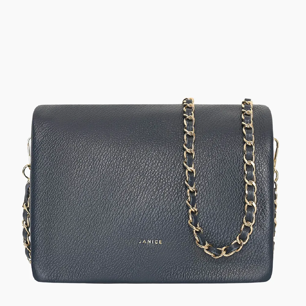 Leren Schoudertas Dames Skylar Navy Blue