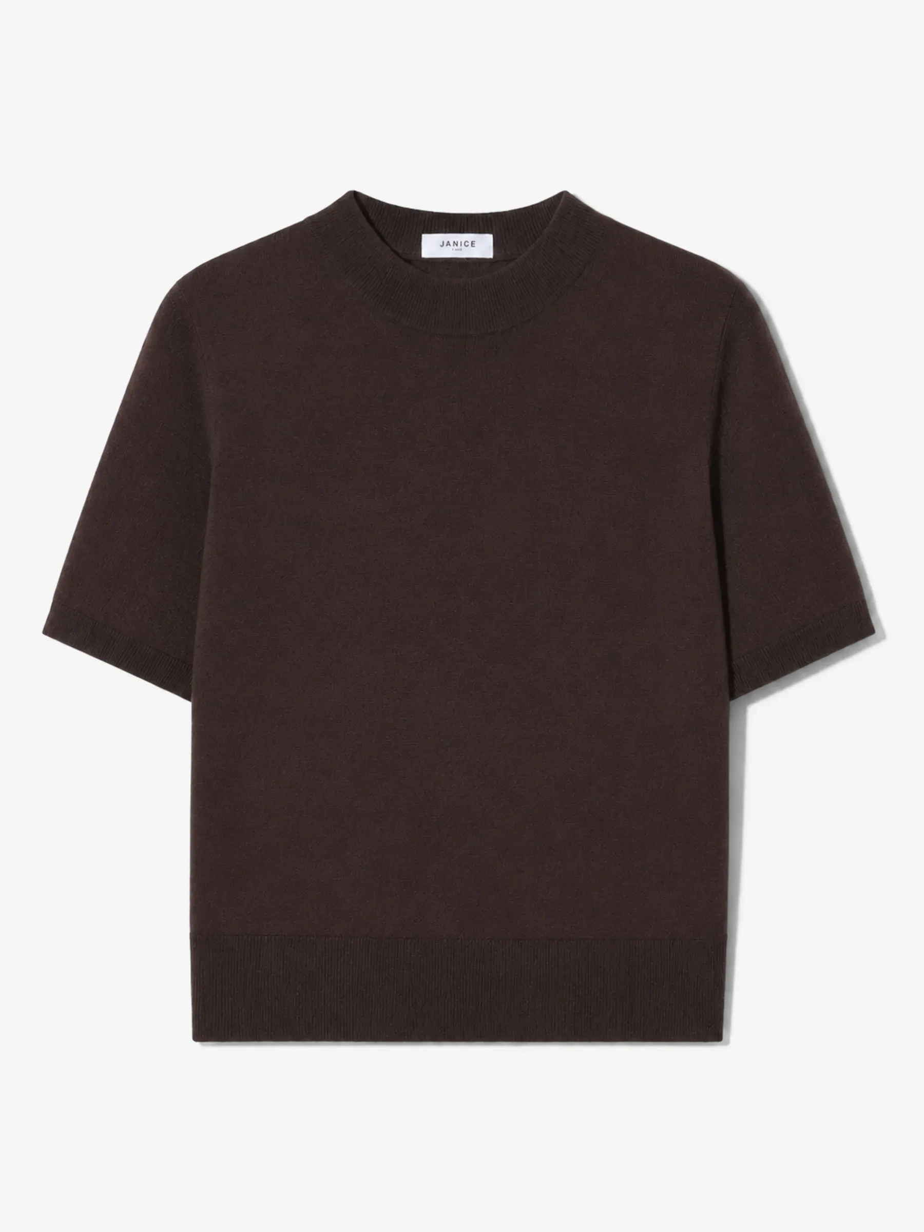 Merino Wollen Coltruitje Korte Mouw Knight Bruin