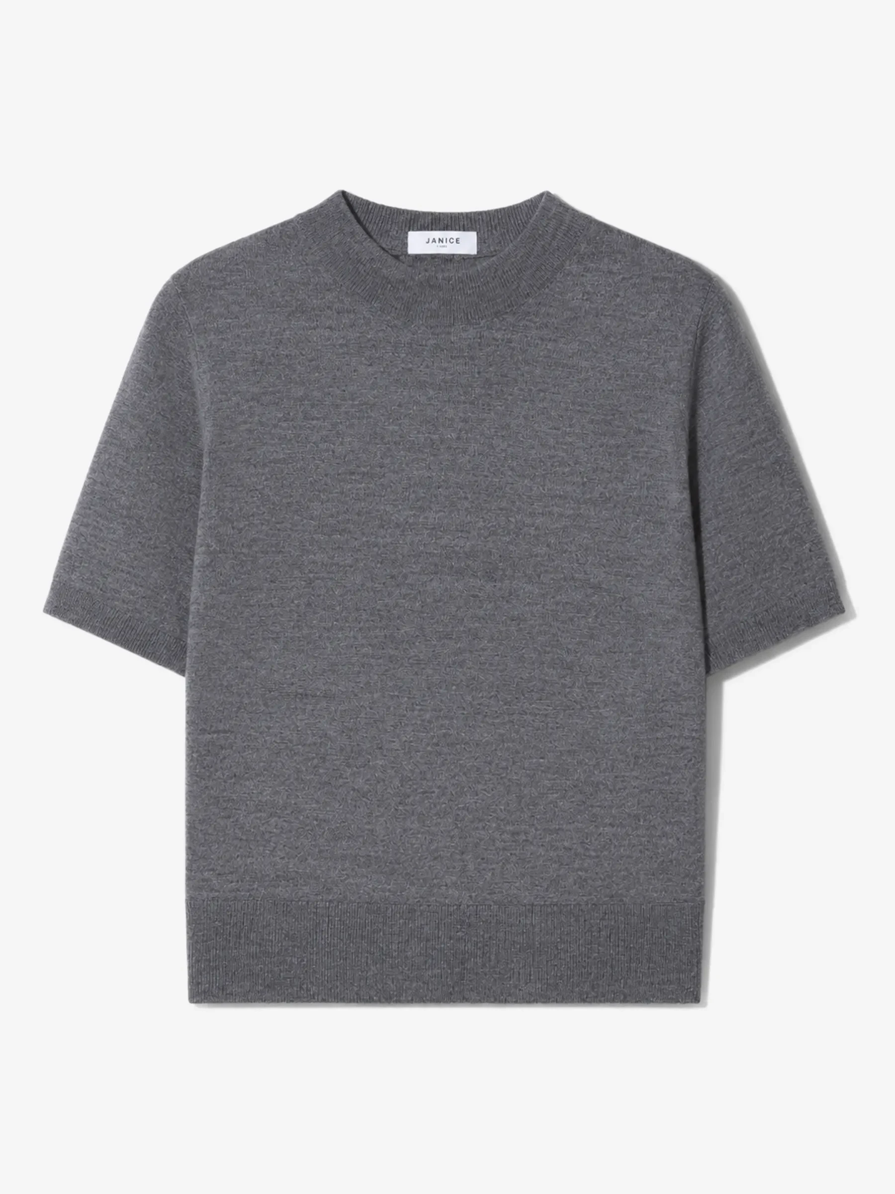 Merino Wollen Coltruitje Korte Mouw Knight Grijs