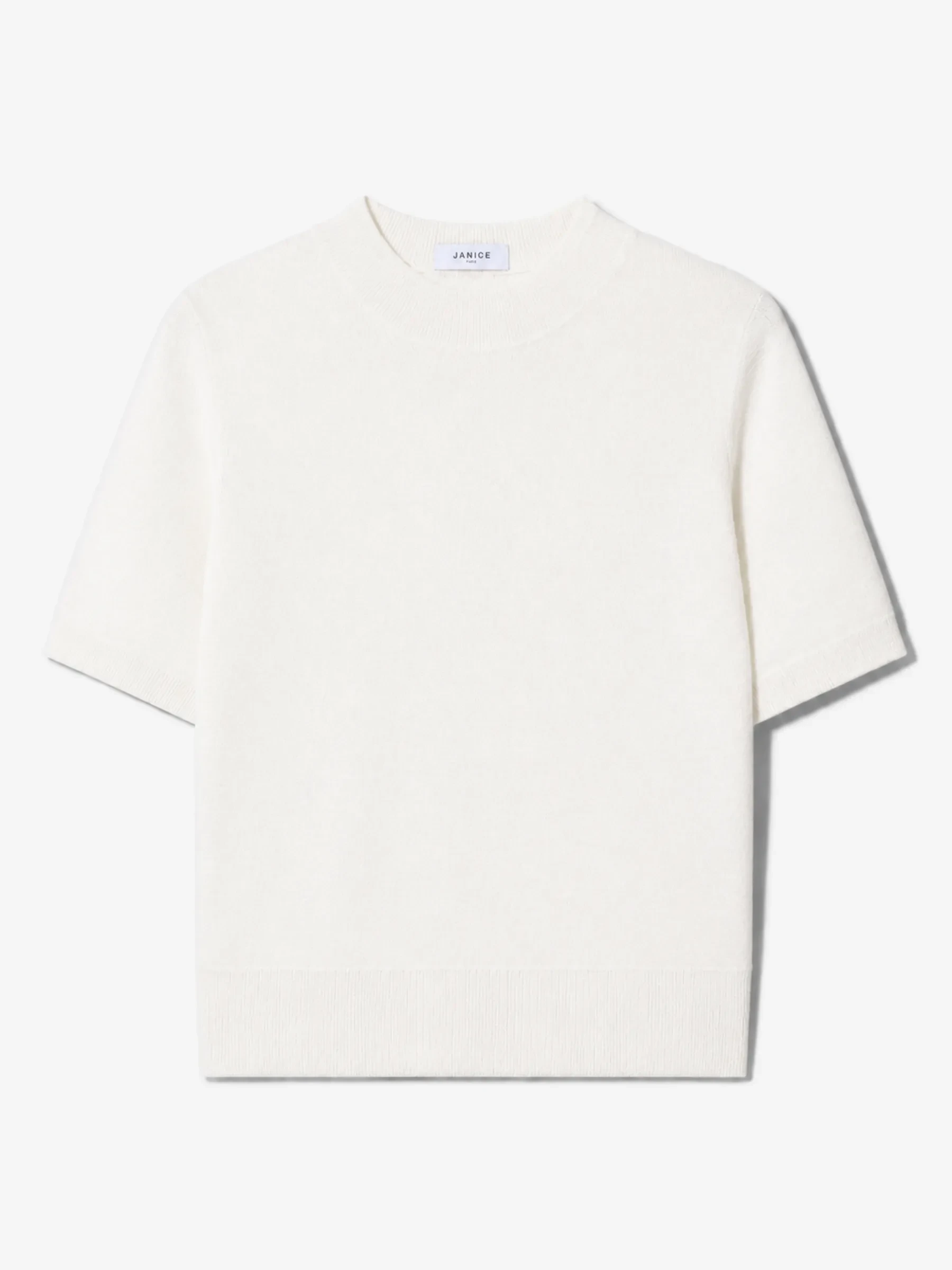 Merino Wollen Coltruitje Korte Mouw Knight Off White