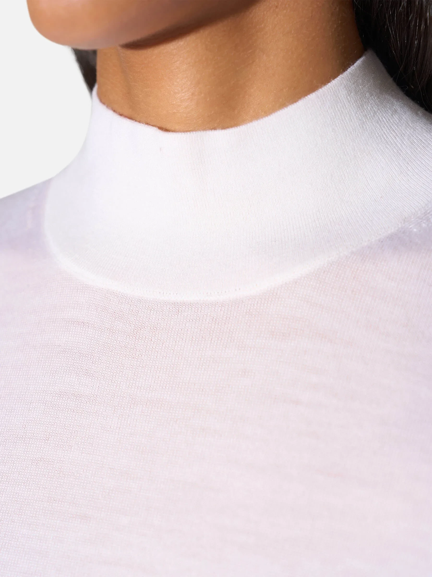 Merino Wollen Coltruitje Korte Mouw Knight Off White