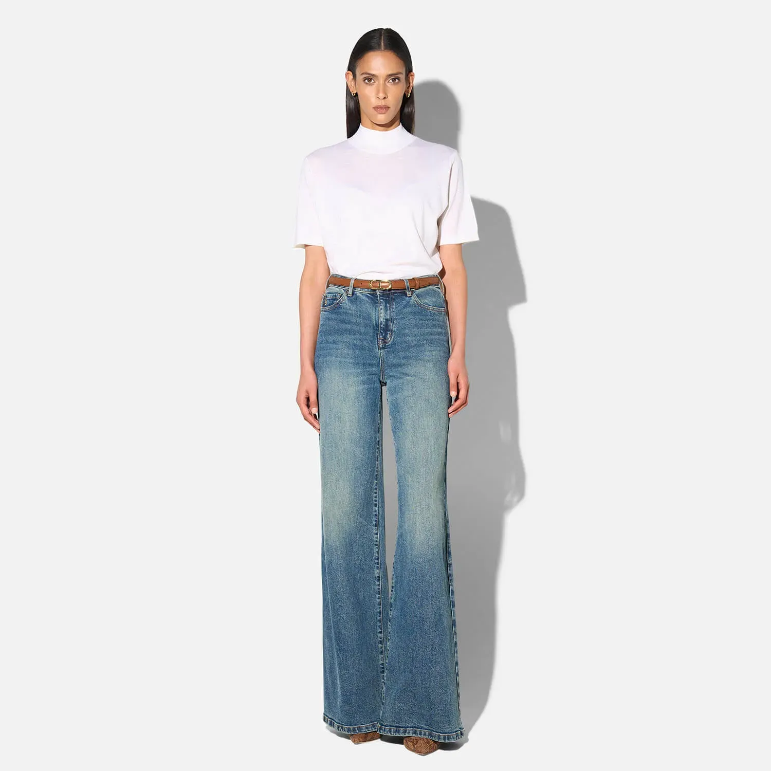 Merino Wollen Coltruitje Korte Mouw Knight Off White