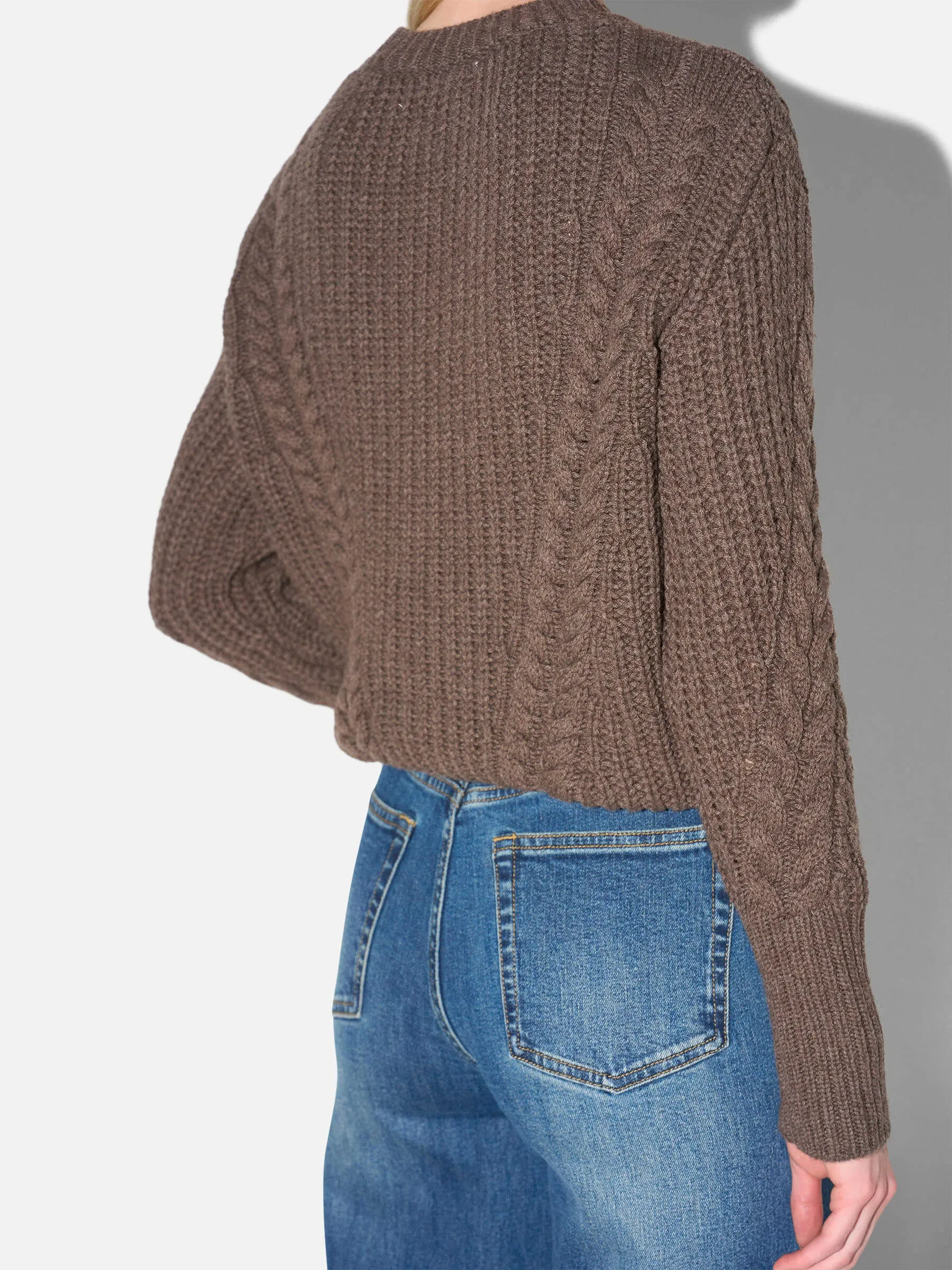 Merino Wollen Kabel Trui Brexton Bruin