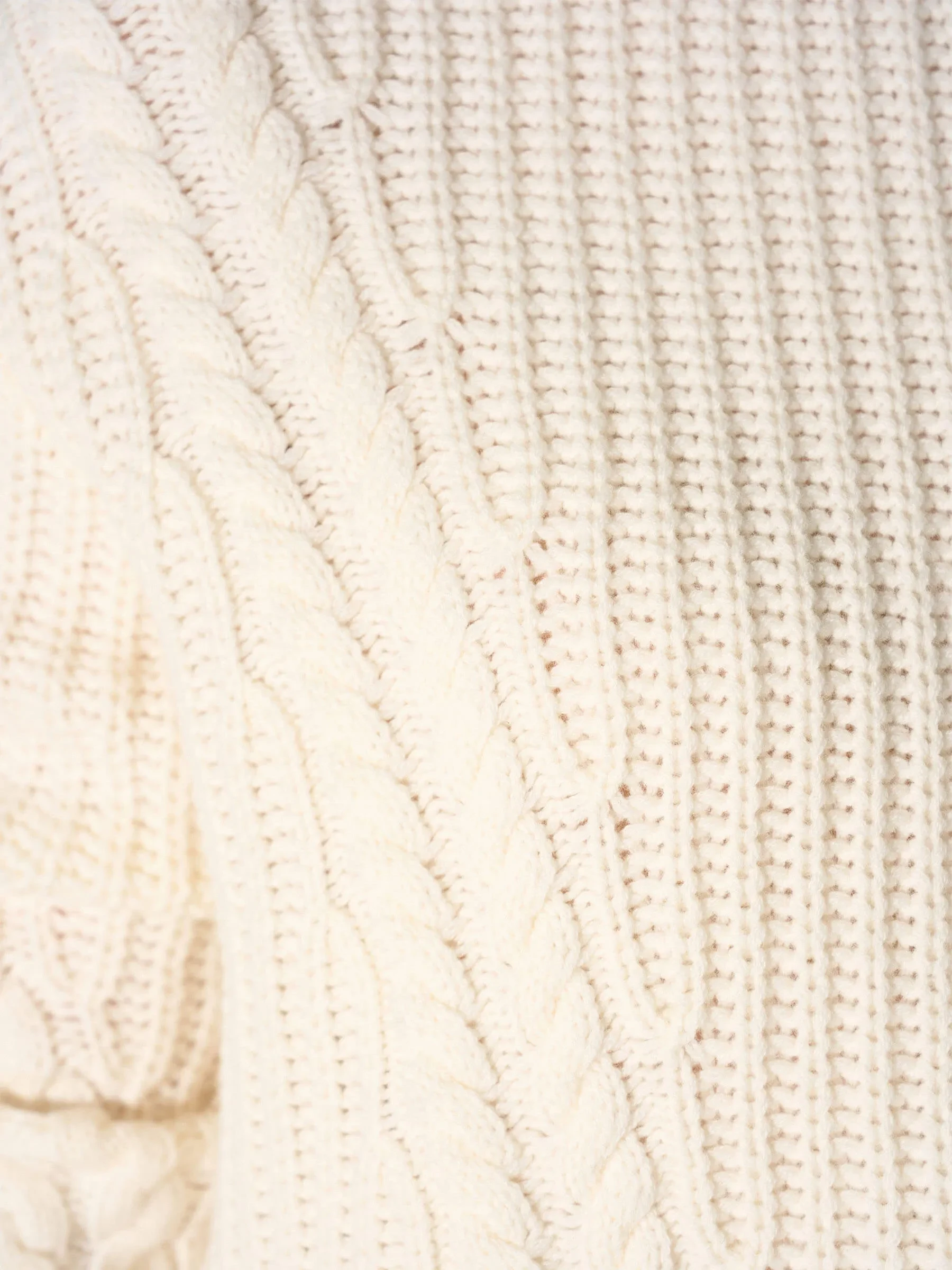 Merino Wollen Kabel Trui Brexton Off White