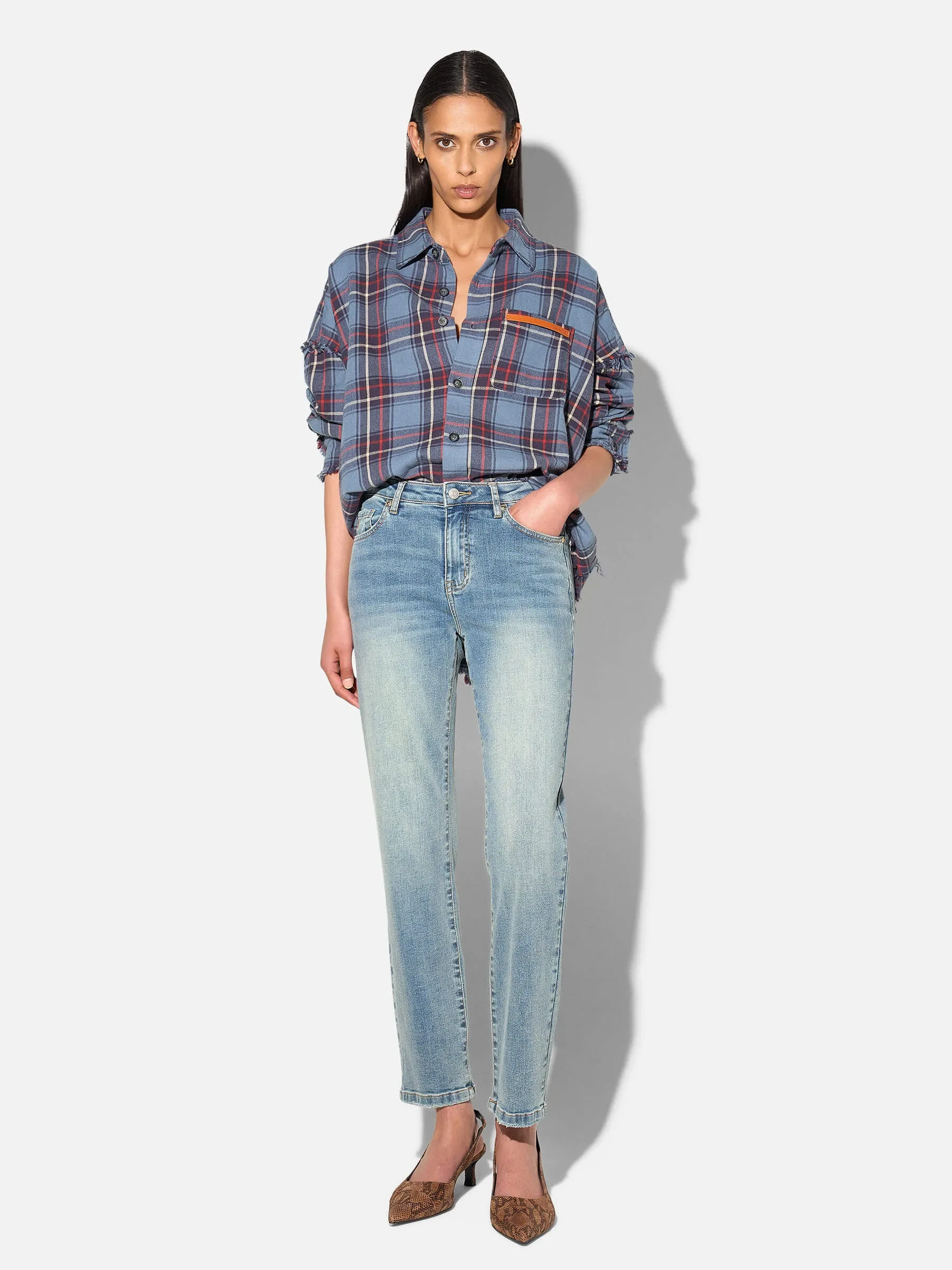Mom Jeans Dames Mid Rise Blauw Cooper 114