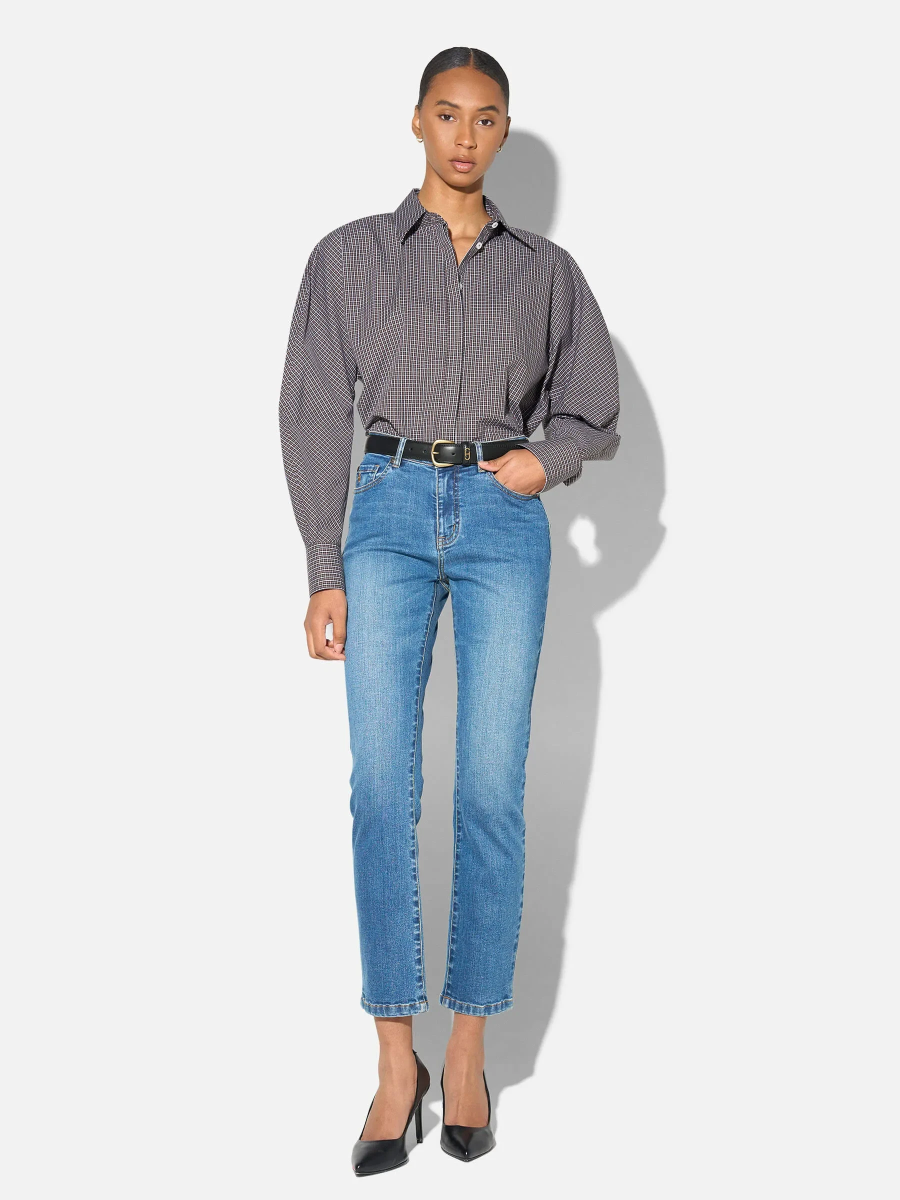 Mom Jeans Dames Mid Rise Blauw Cooper 258