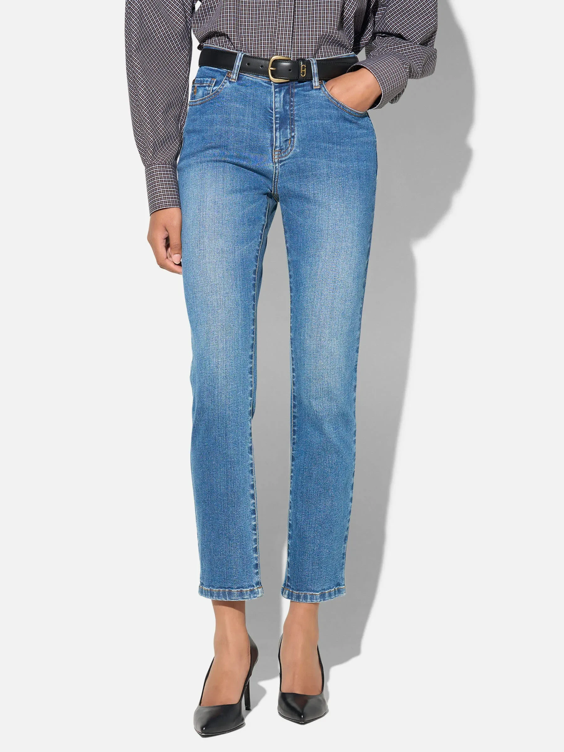 Mom Jeans Dames Mid Rise Blauw Cooper 258