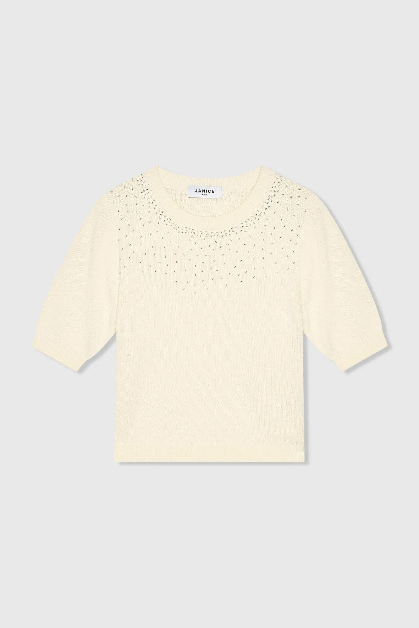 Off White Katoenen Dames Truitje Met Steentjes Barret