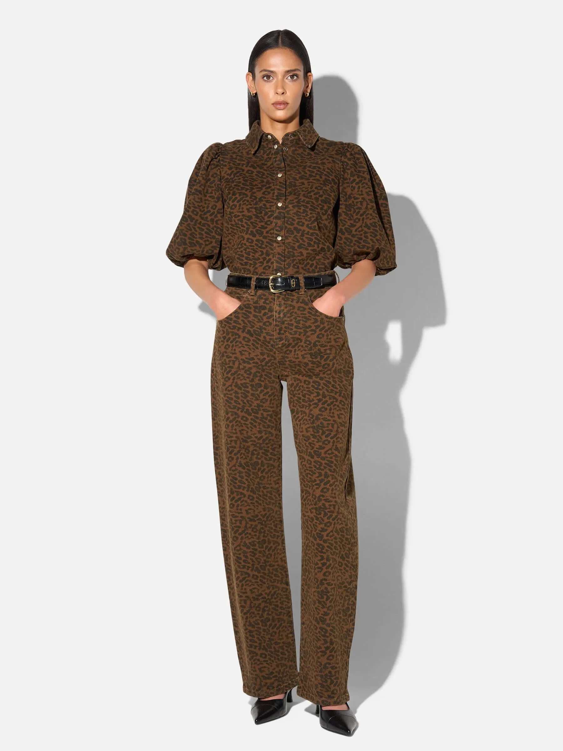 Panterprint Barrel Jeans Dames Stretch Mid Rise Baxter