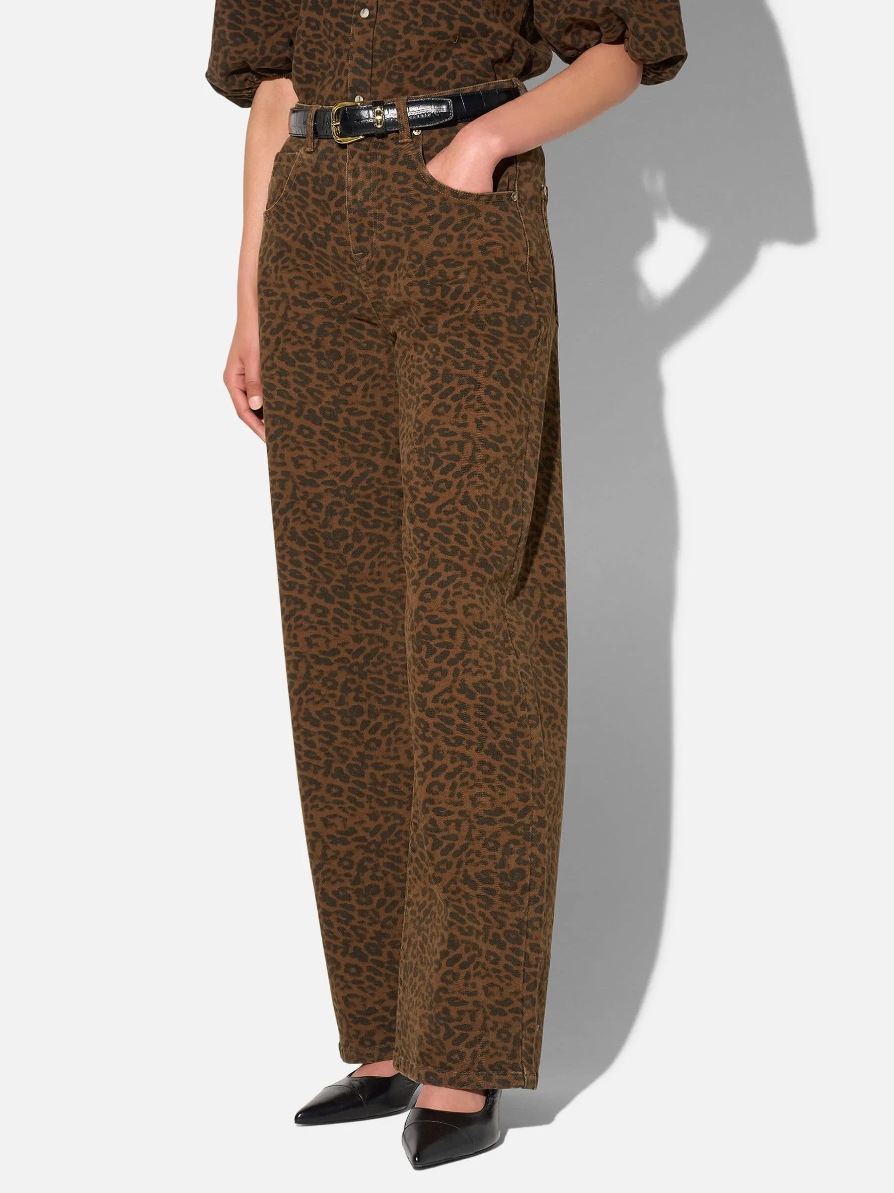 Panterprint Barrel Jeans Dames Stretch Mid Rise Baxter