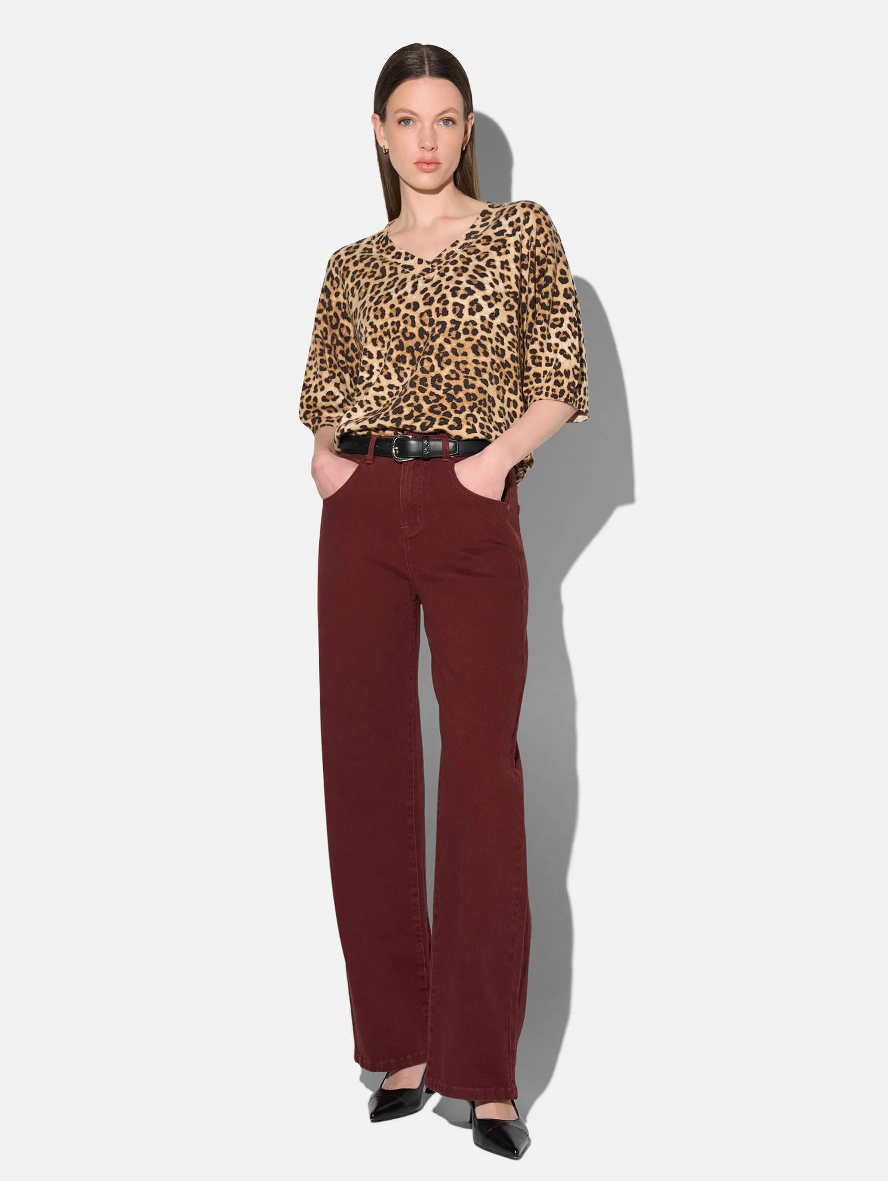 Panterprint Cashmere Dames Trui V Hals Romeo