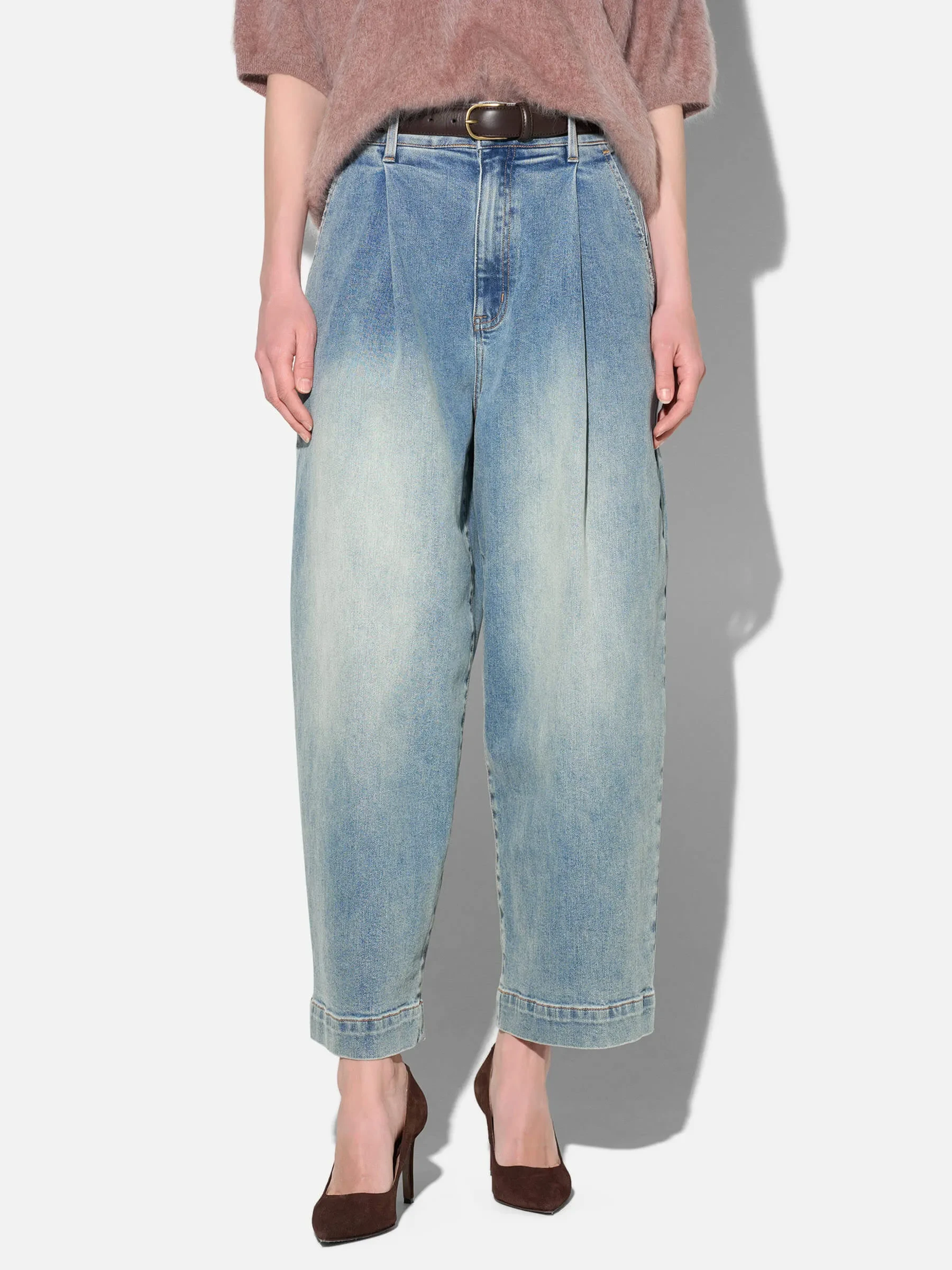 Paperbag Jeans Dames Steekzakken Barrel Balti Blauw 114