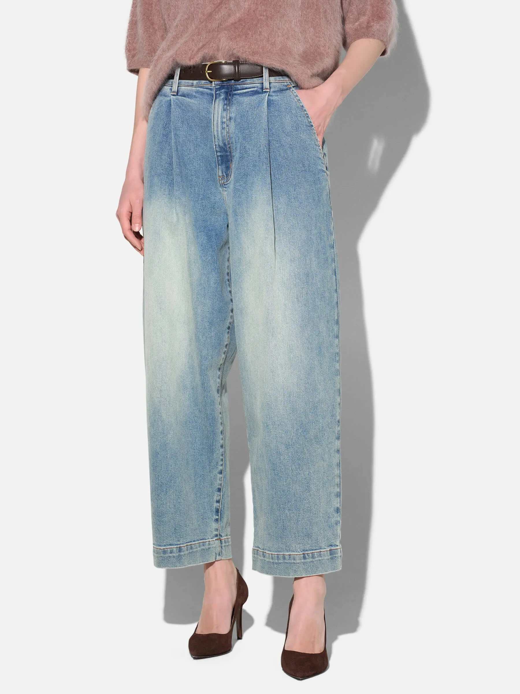 Paperbag Jeans Dames Steekzakken Barrel Balti Blauw 114