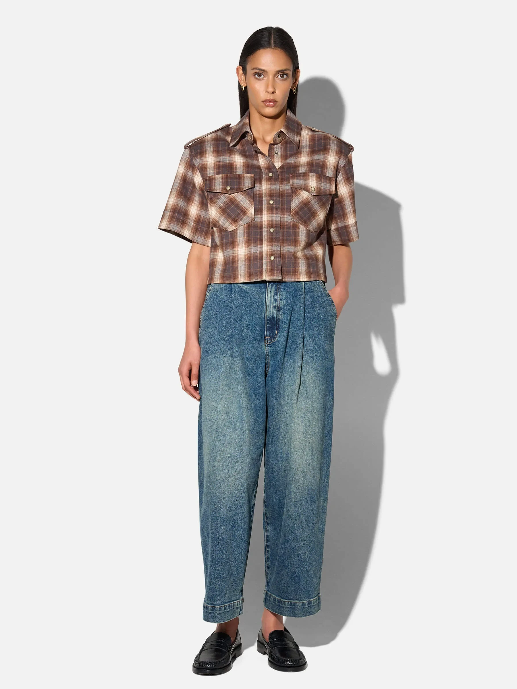 Paperbag Jeans Dames Steekzakken Barrel Balti Blauw 357