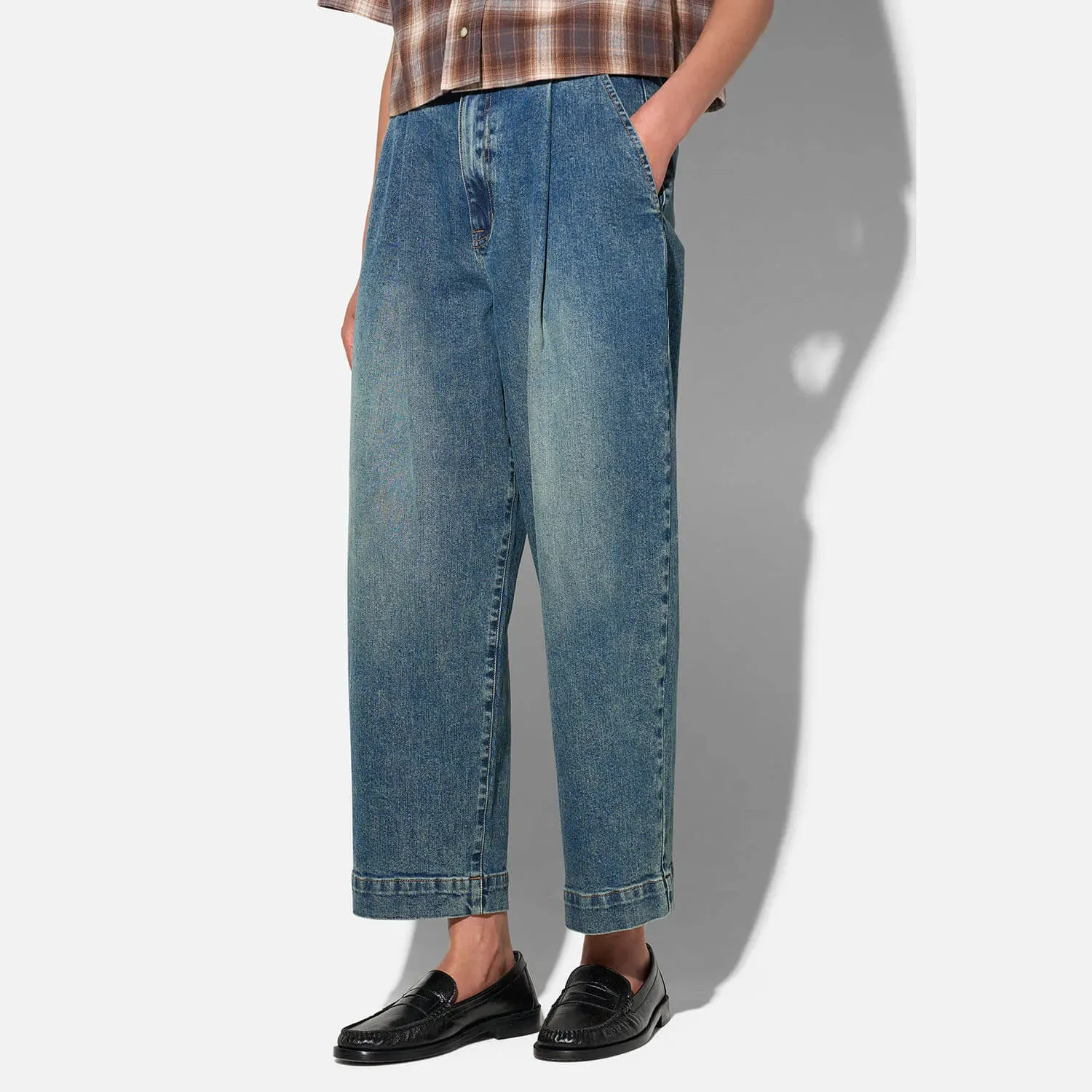 Paperbag Jeans Dames Steekzakken Barrel Balti Blauw 357