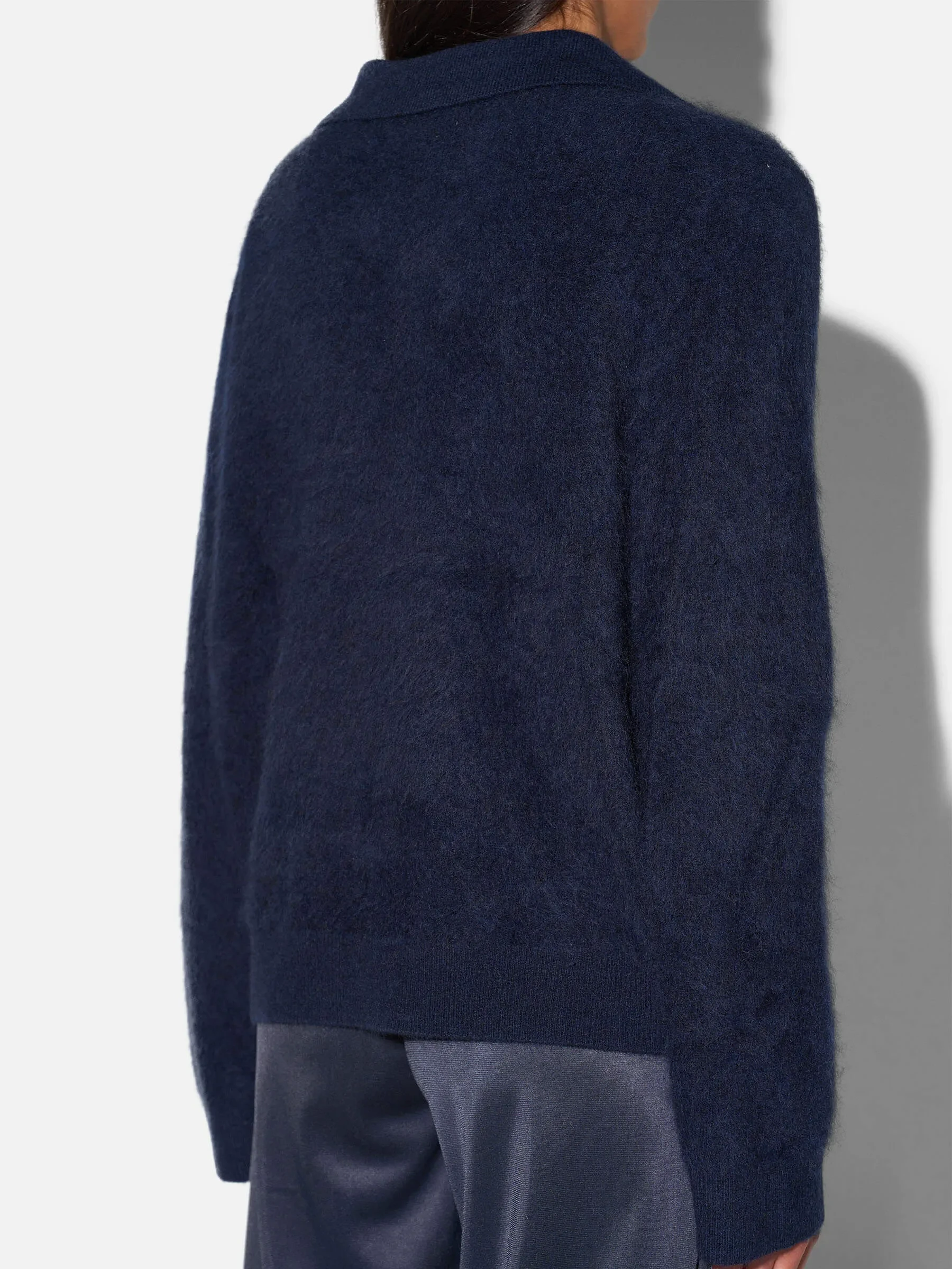 Polo Hals Dames Trui Merino Wol Cashmere Resort Blauw