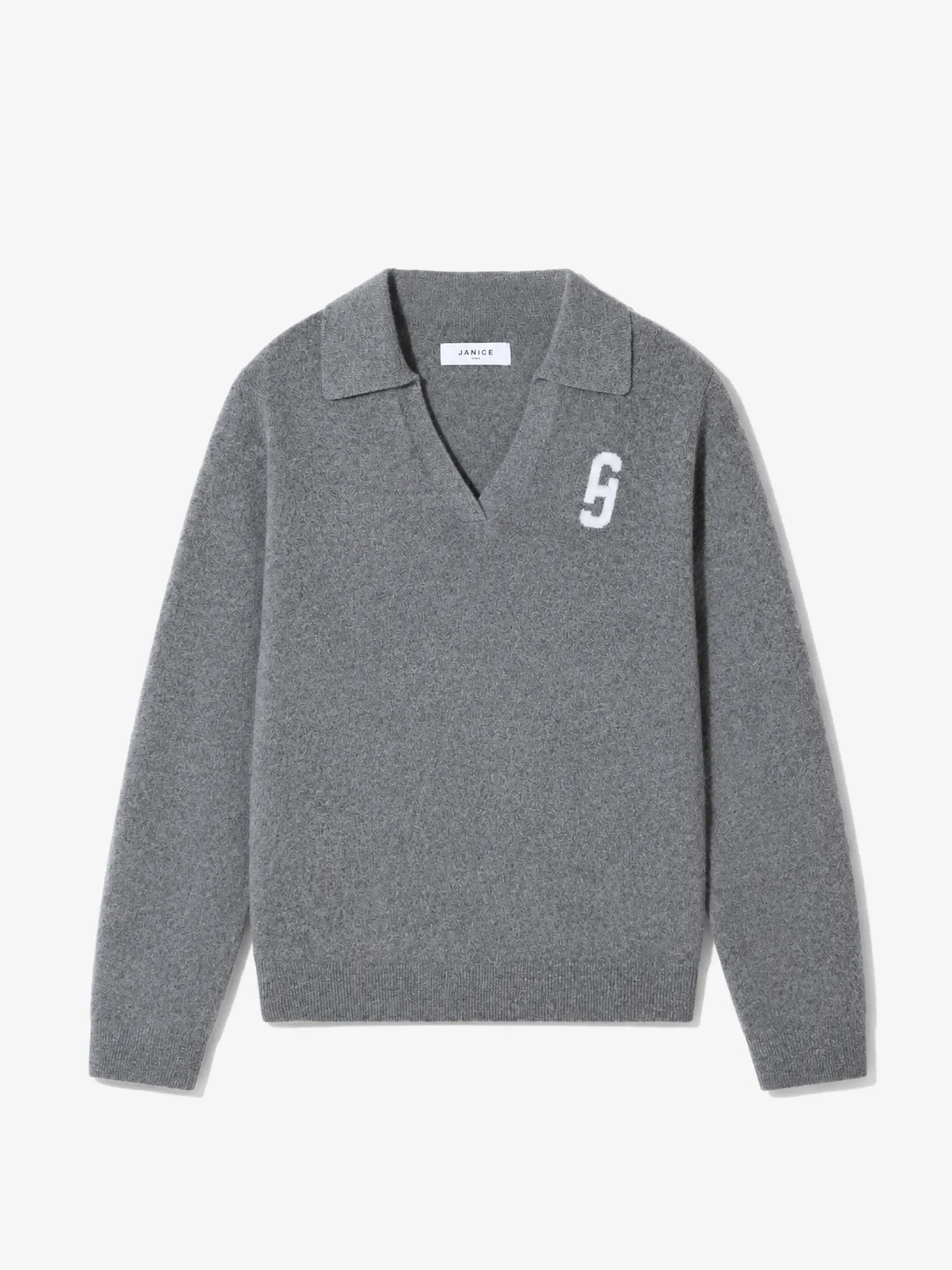 Polo Hals Dames Trui Merino Wol Cashmere Resort Grijs