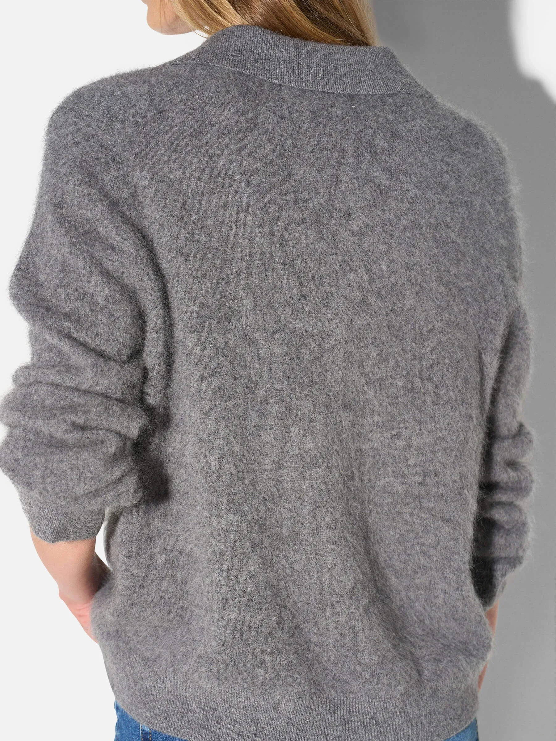 Polo Hals Dames Trui Merino Wol Cashmere Resort Grijs