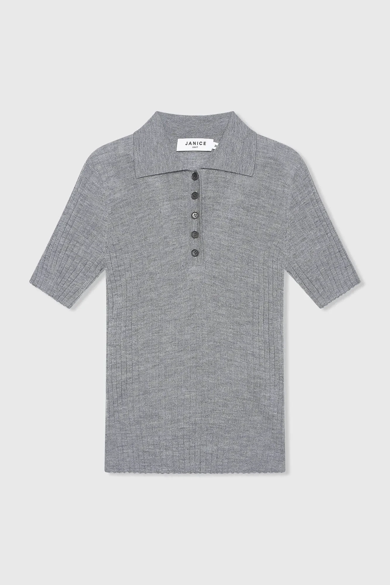 Polo Truitje Gebreid Merino Wol Kian Grijs